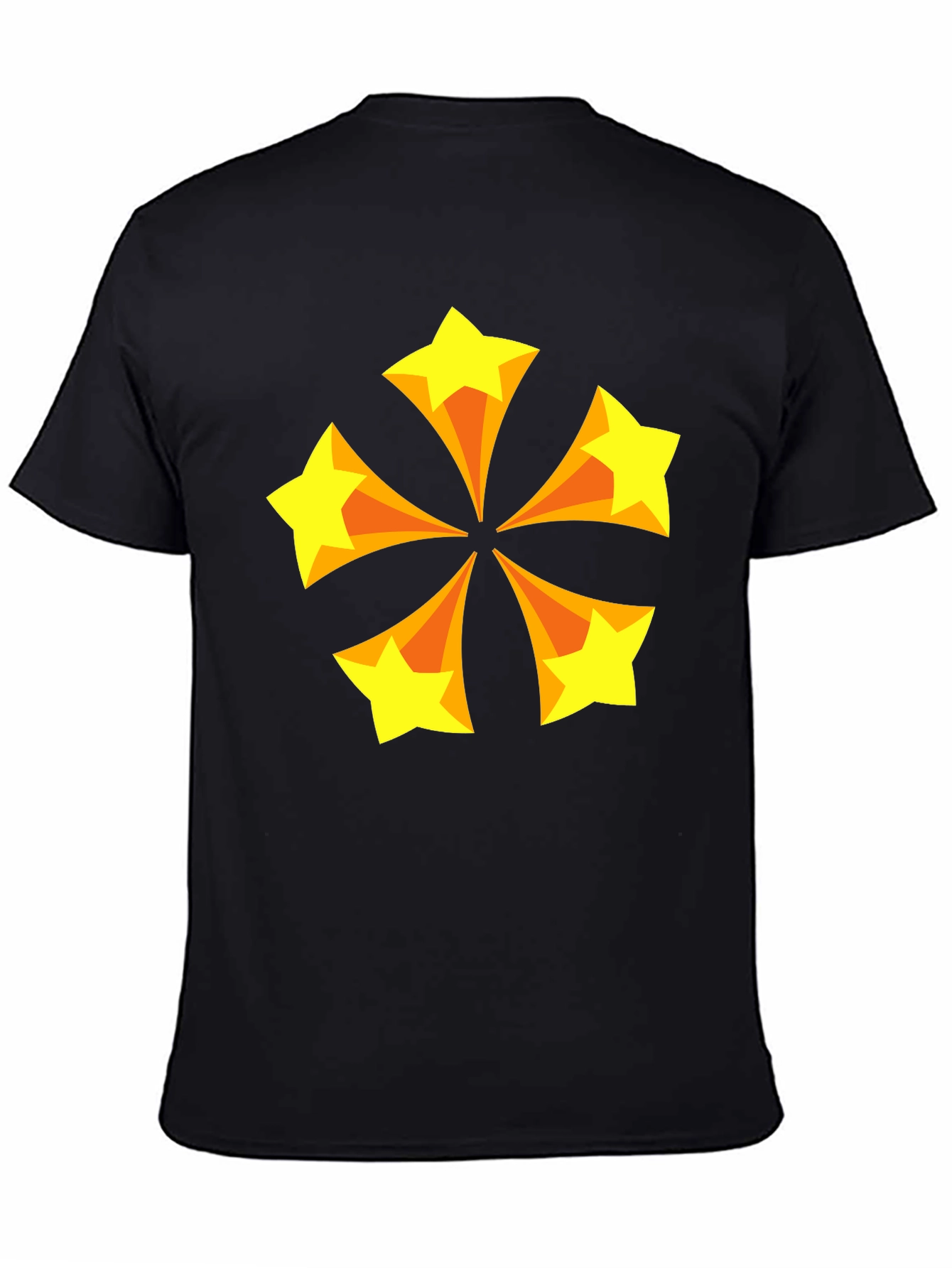 Retro Starburst Graphic Tee - Black Cotton Blend T-Shirt