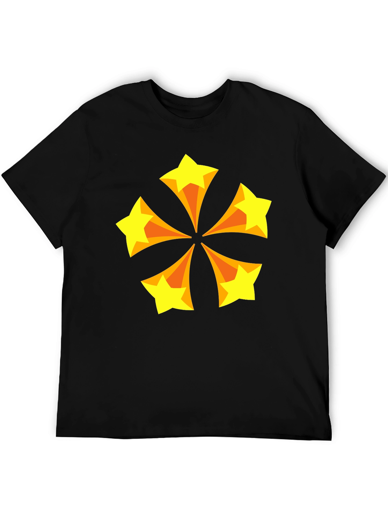 Retro Starburst Graphic Tee - Black Cotton Blend T-Shirt