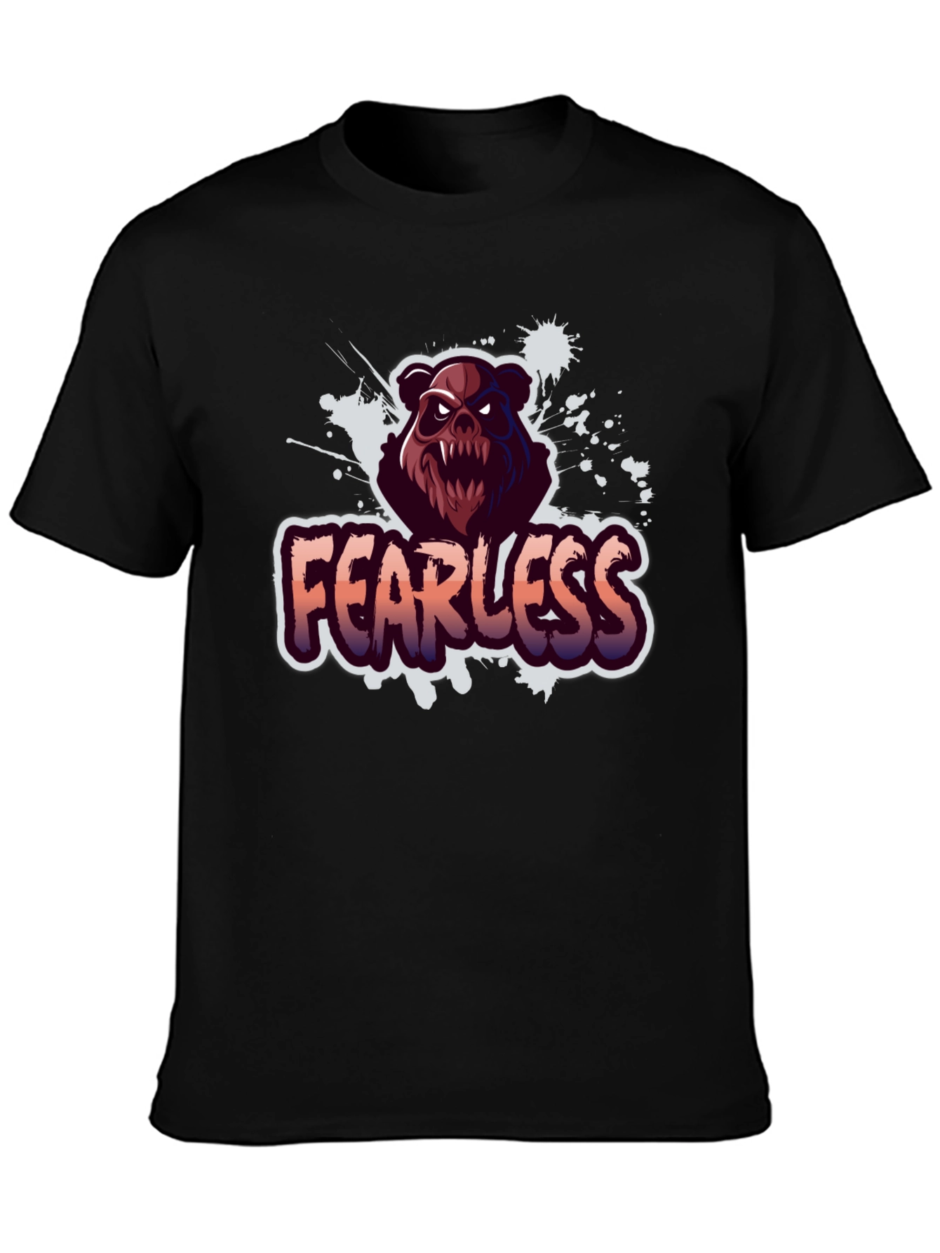 Fearless Bear Graphic T-Shirt - Black