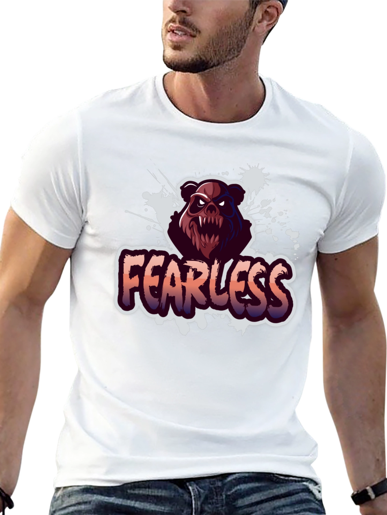 Fearless Bear Graphic T-Shirt - Black