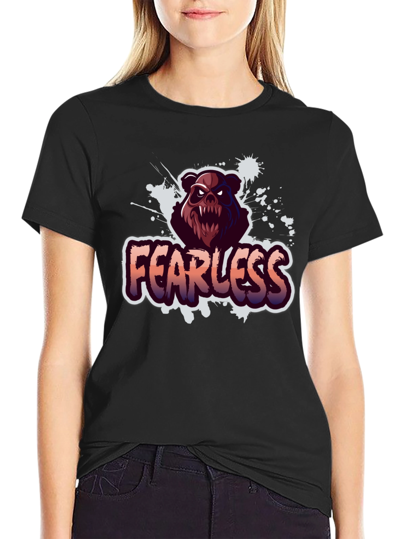 Fearless Bear Graphic T-Shirt - Black