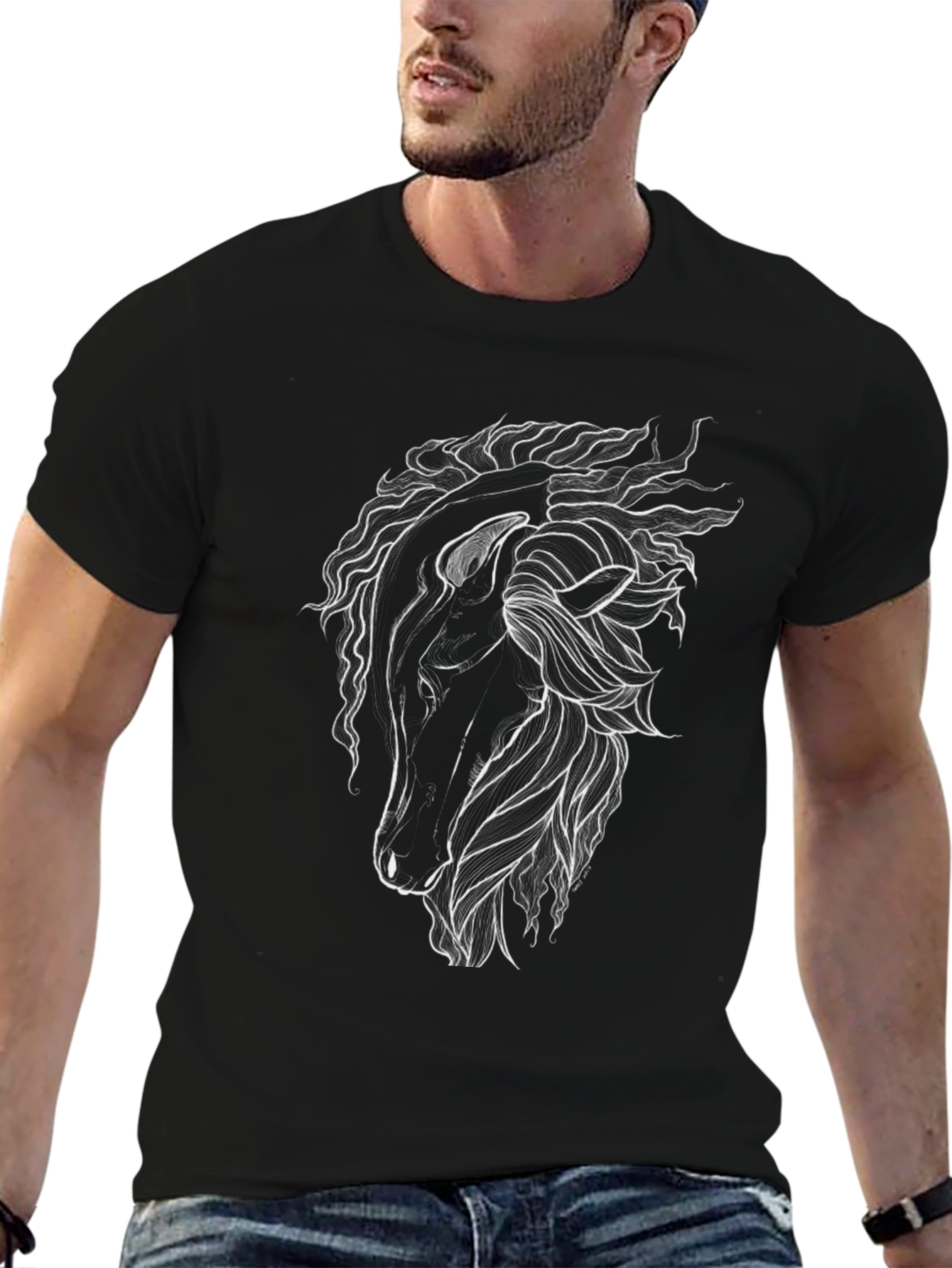 Horse Graphic Tee - Mens Black T-Shirt