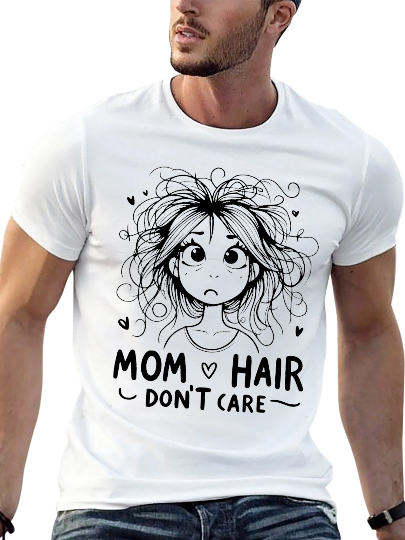 Mom Hair Dont Care Graphic Tee - Black T-Shirt