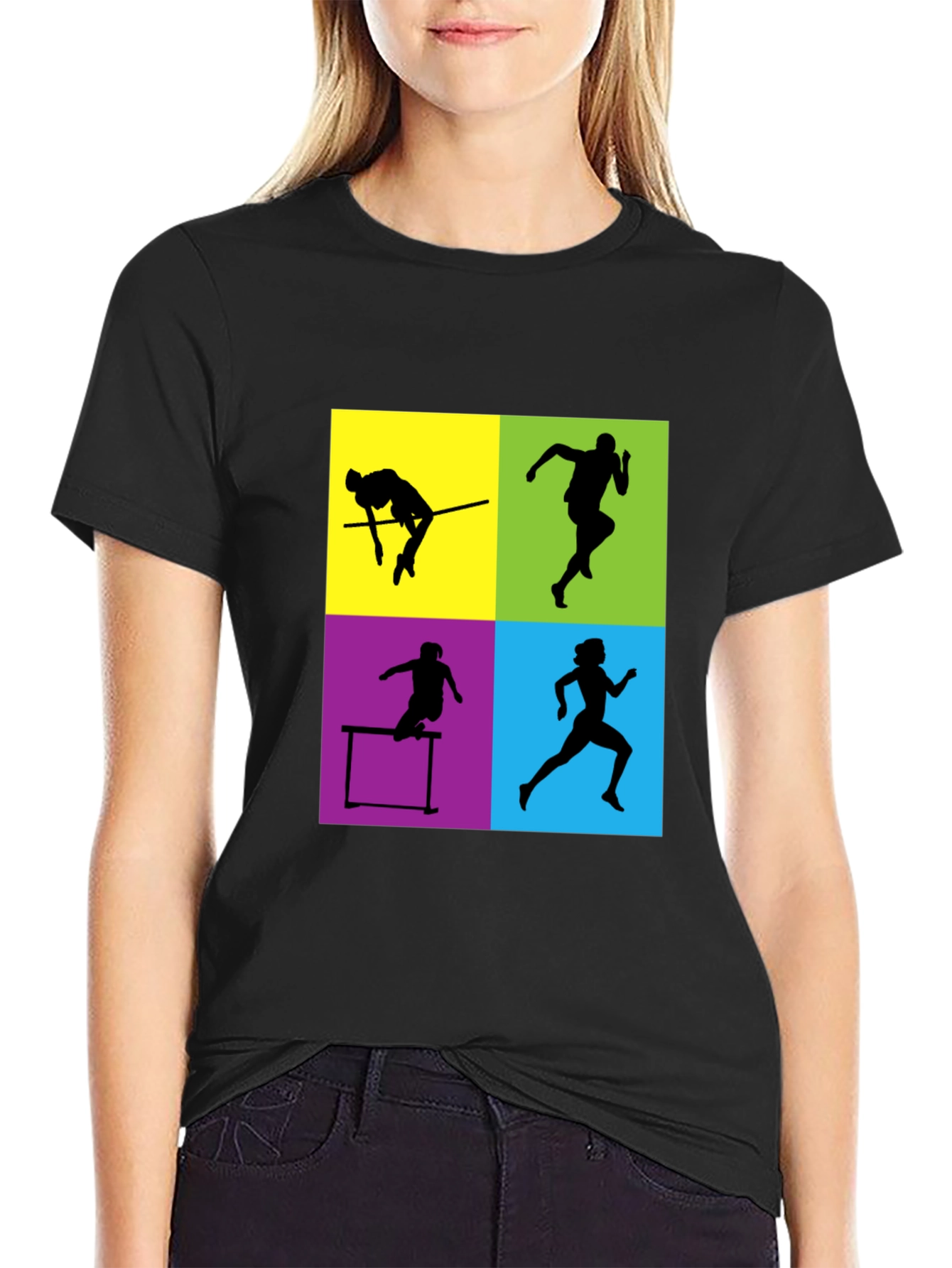 Athletic Silhouette Graphic Tee - Sporty Style