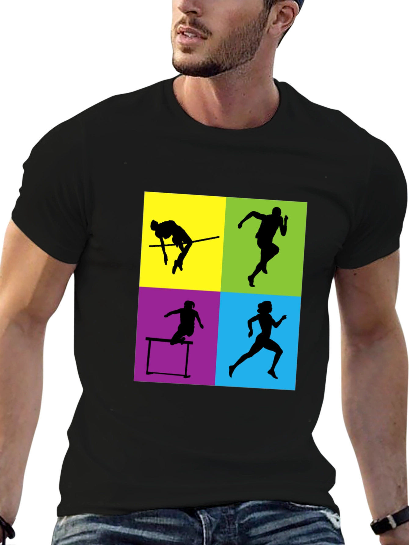 Athletic Silhouette Graphic Tee - Sporty Style