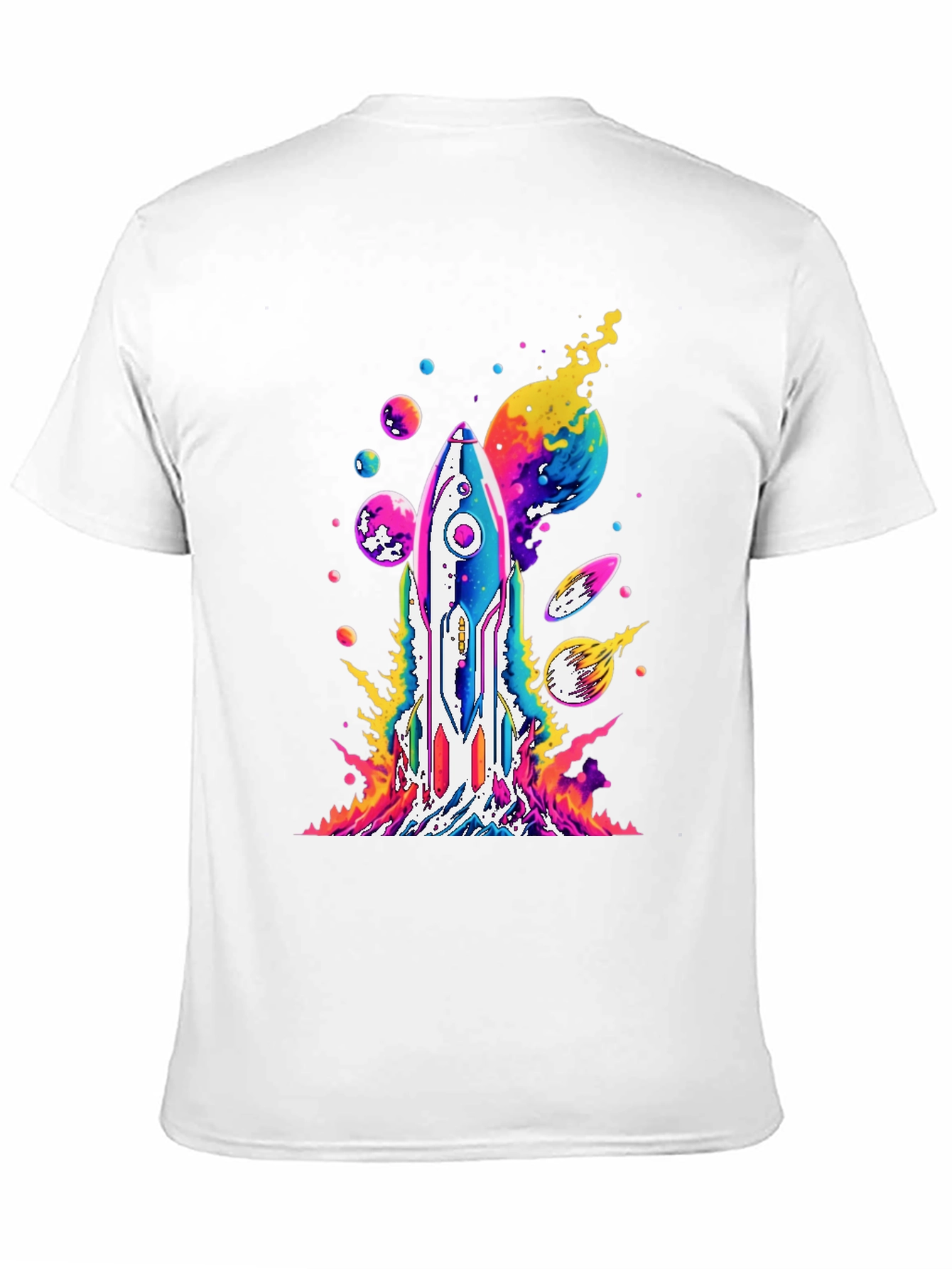 Vibrant Rocket Launch Graphic Tee - Black