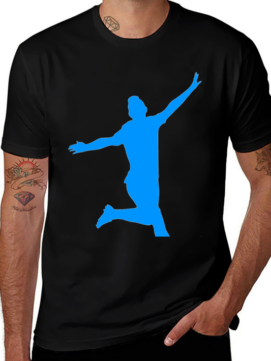 Mans Black T-Shirt with Blue Silhouette Design