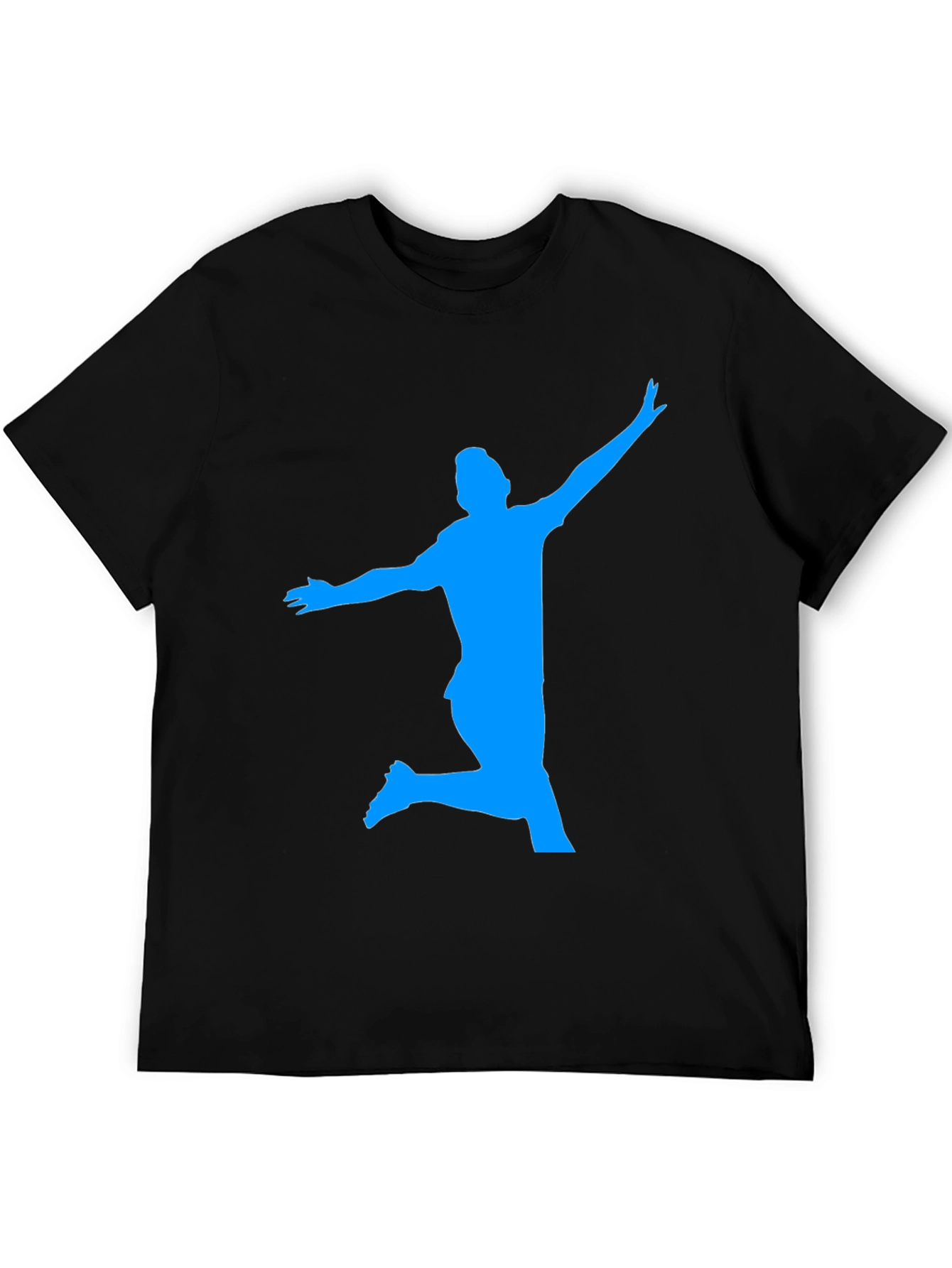 Mans Black T-Shirt with Blue Silhouette Design