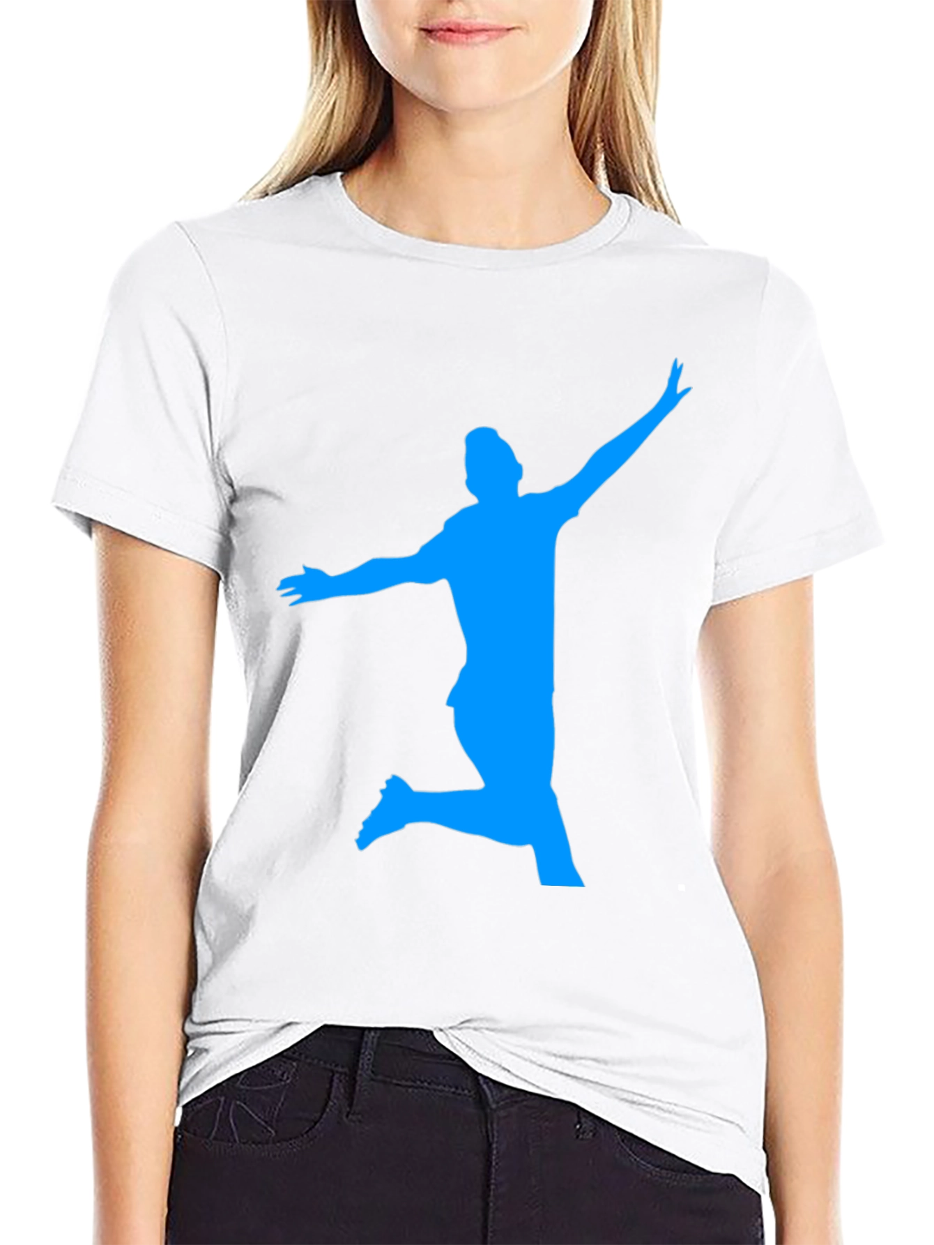 Mans Black T-Shirt with Blue Silhouette Design