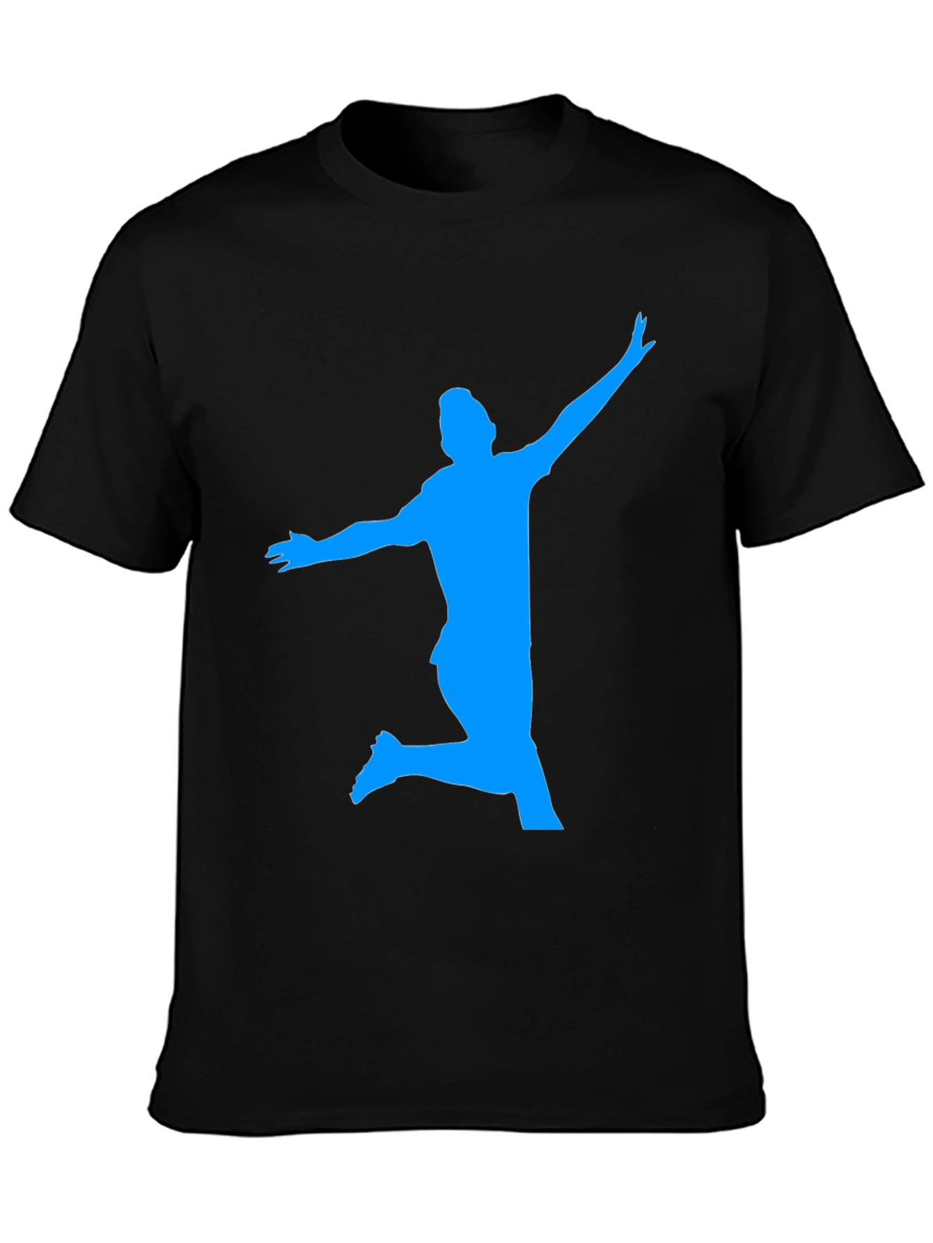 Mans Black T-Shirt with Blue Silhouette Design