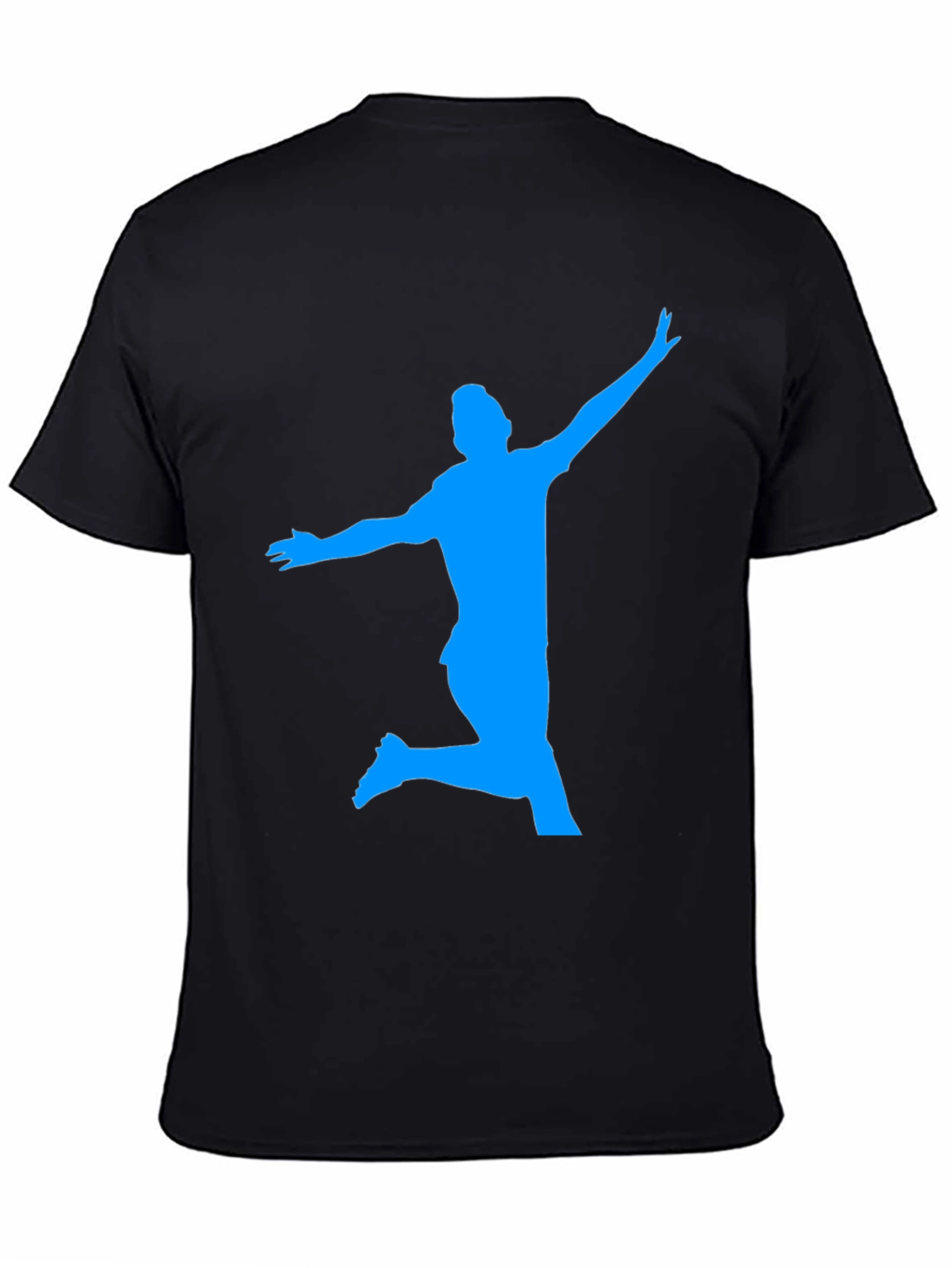 Mans Black T-Shirt with Blue Silhouette Design