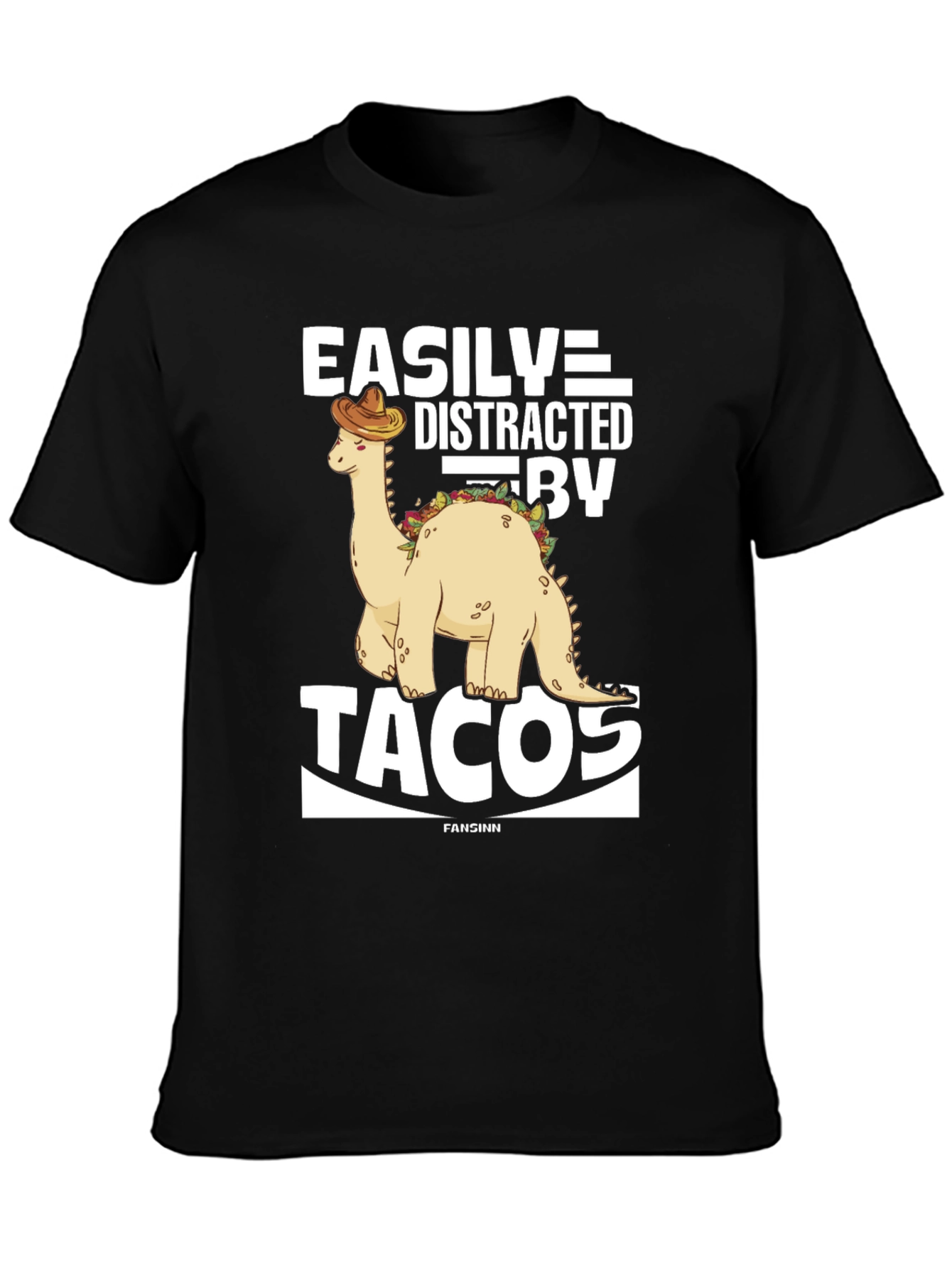 Easily Distracted By Tacos Dinosaur Graphic Tee