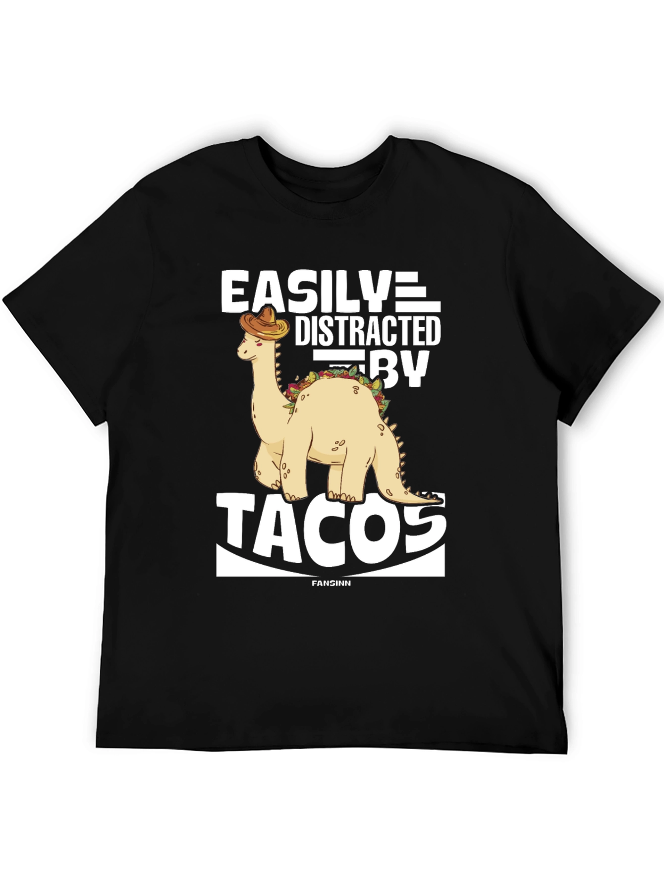 Easily Distracted By Tacos Dinosaur Graphic Tee