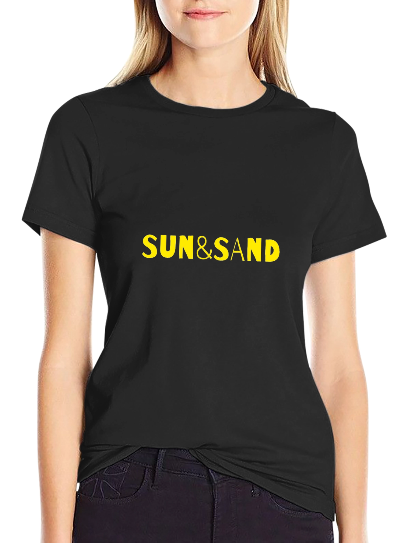 Sun & Sand Graphic Tee - Black Casual T-Shirt