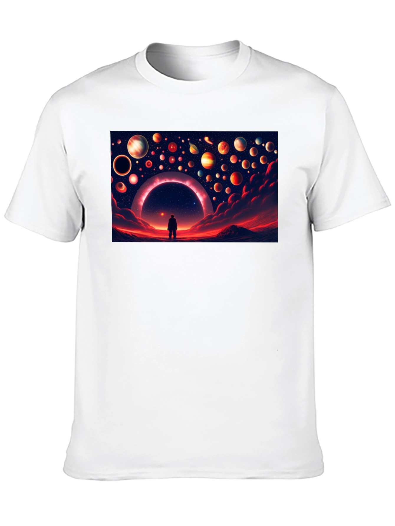 Cosmic Dreamscape Graphic Tee - Black Cotton