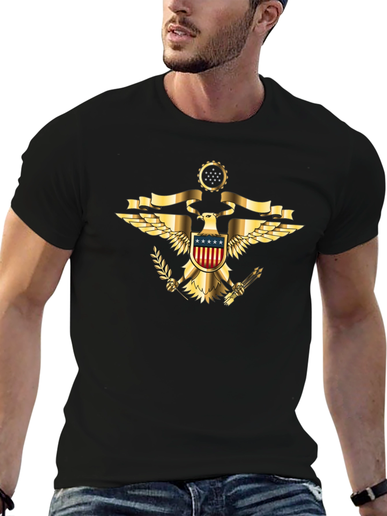 Patriotic Eagle Emblem Graphic T-Shirt