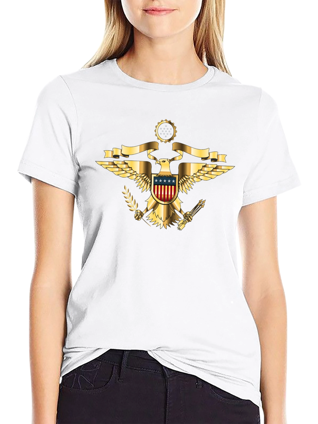 Patriotic Eagle Emblem Graphic T-Shirt