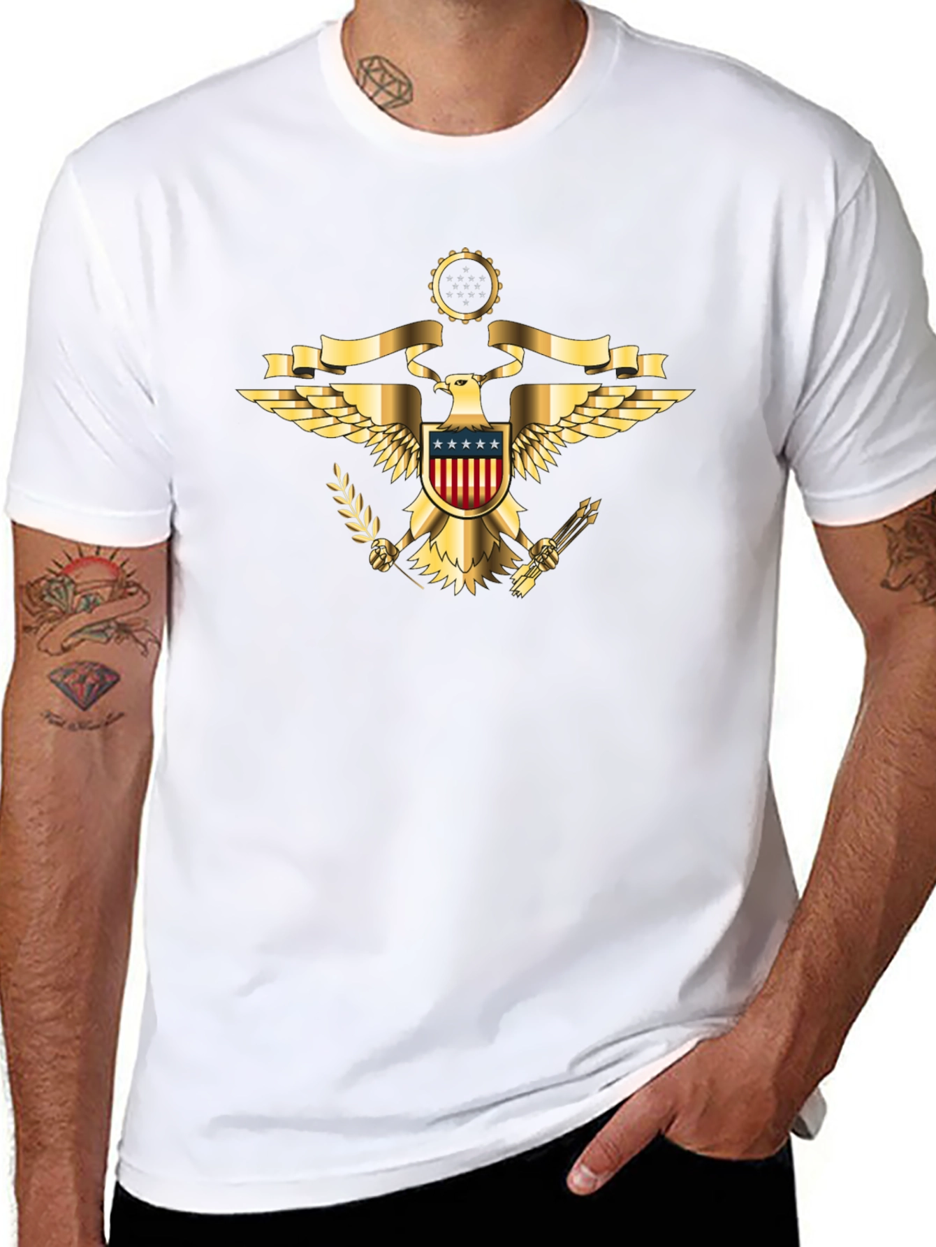 Patriotic Eagle Emblem Graphic T-Shirt