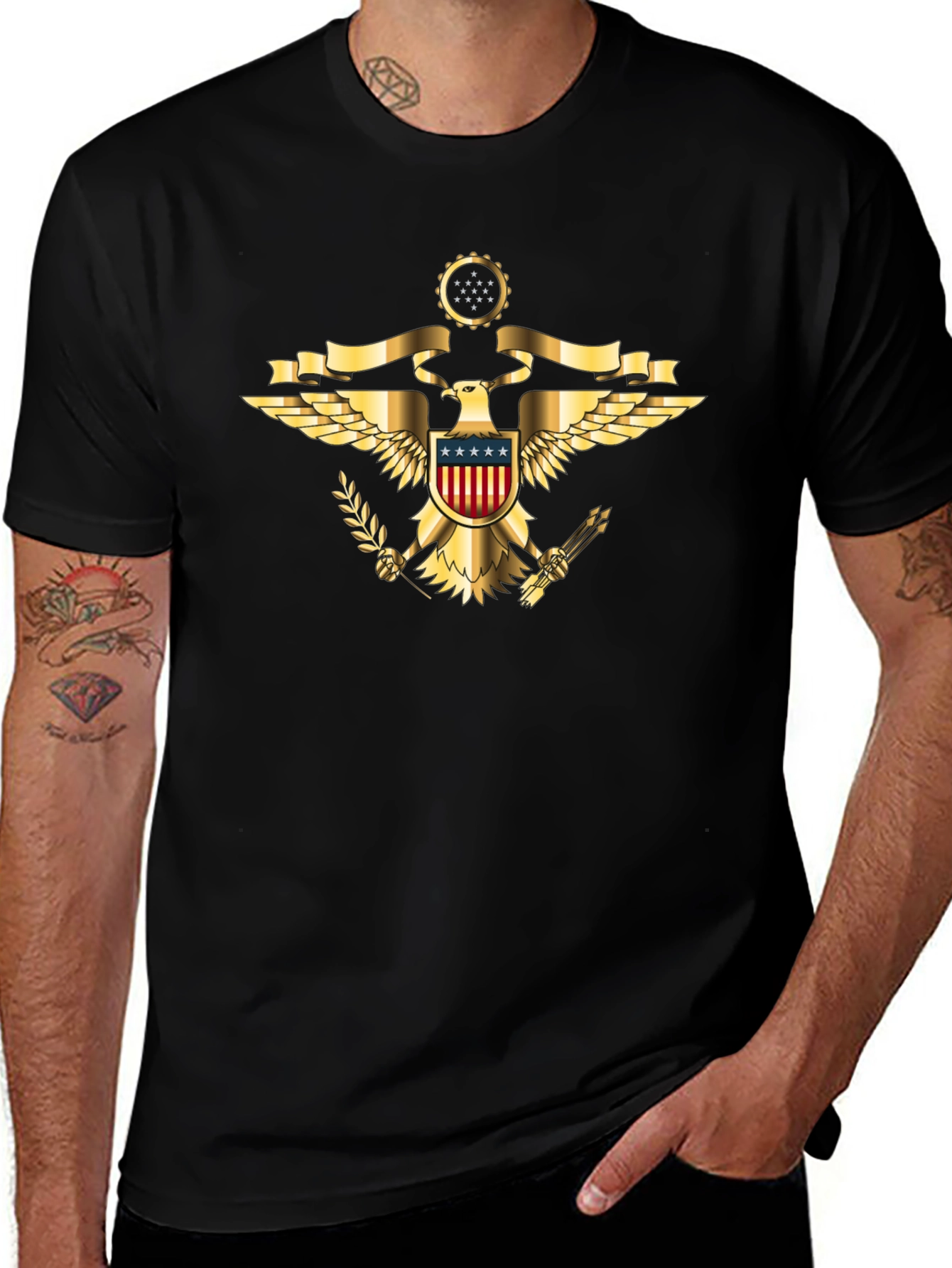 Patriotic Eagle Emblem Graphic T-Shirt