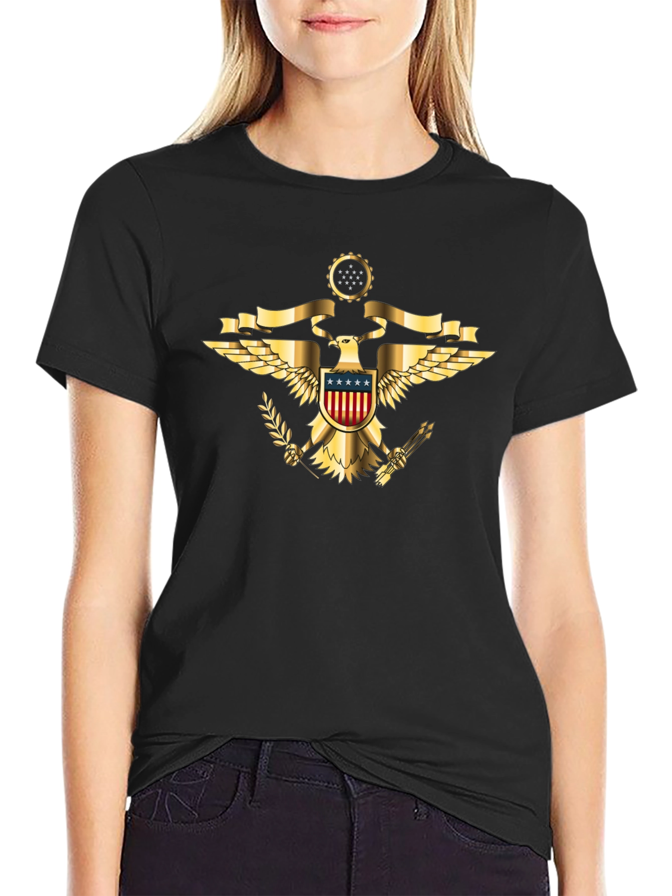 Patriotic Eagle Emblem Graphic T-Shirt