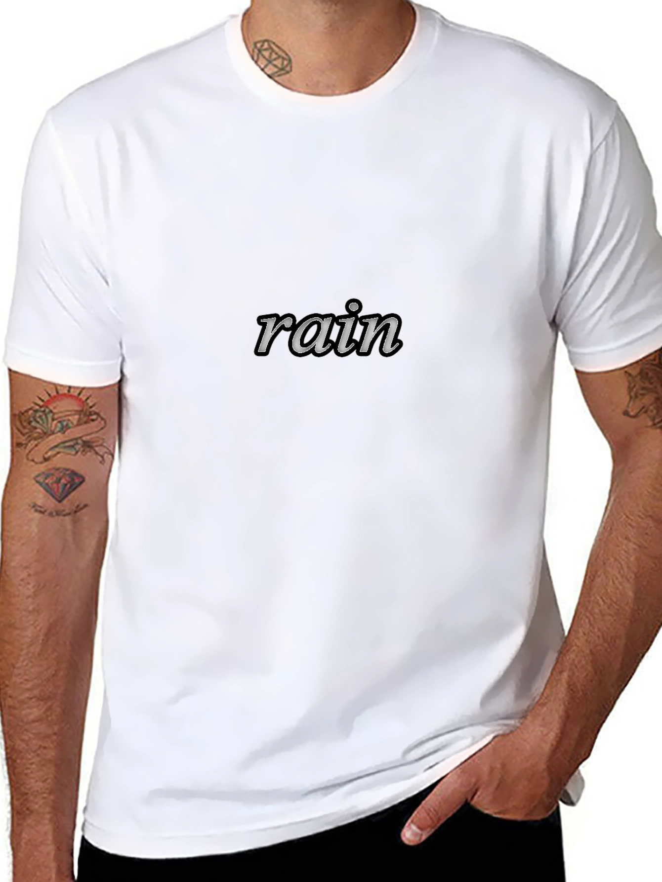 Rain Text Black T-Shirt