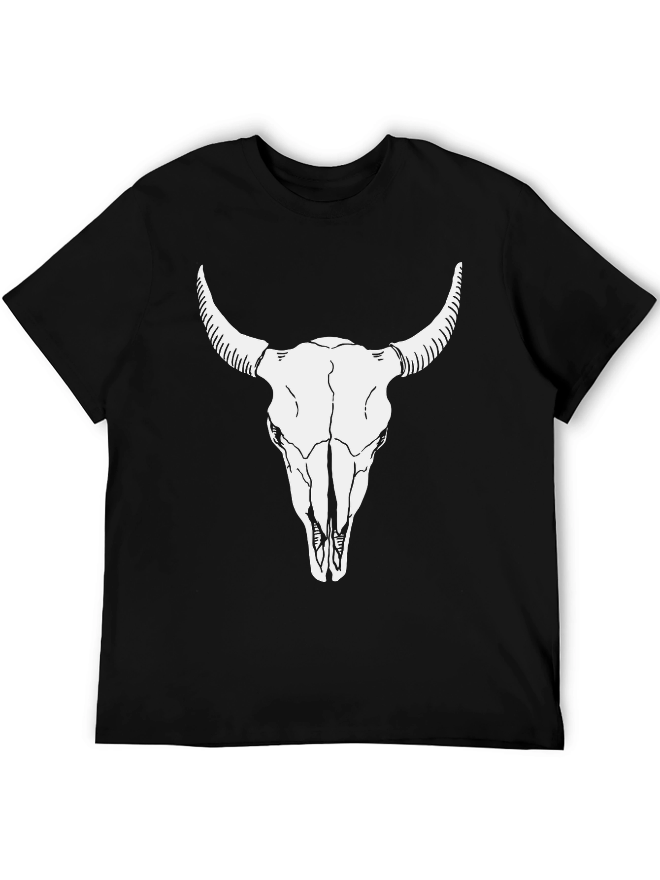 Bull Skull Graphic Tee - Black Cotton T-Shirt