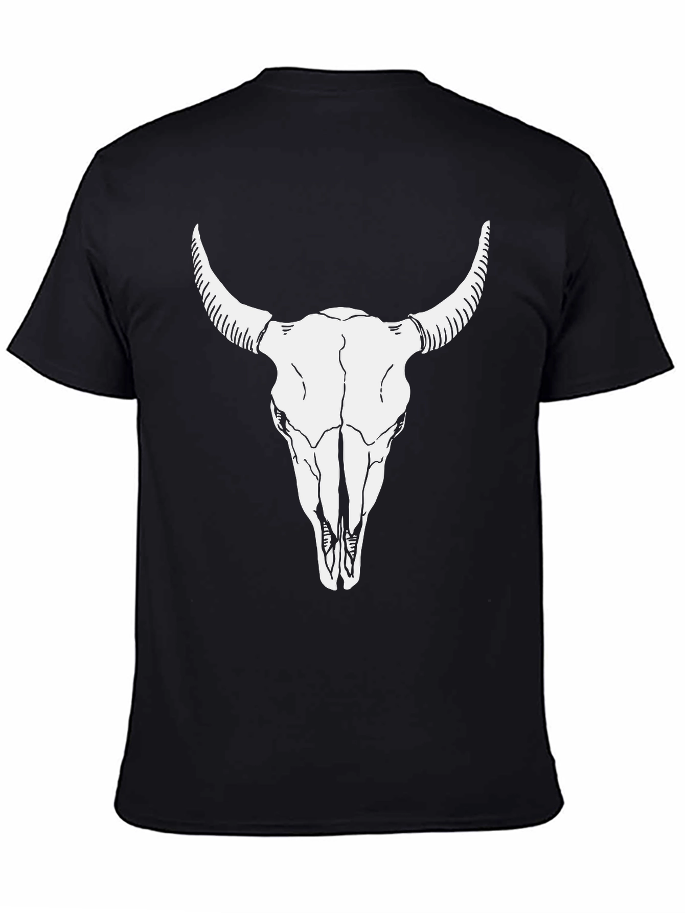 Bull Skull Graphic Tee - Black Cotton T-Shirt