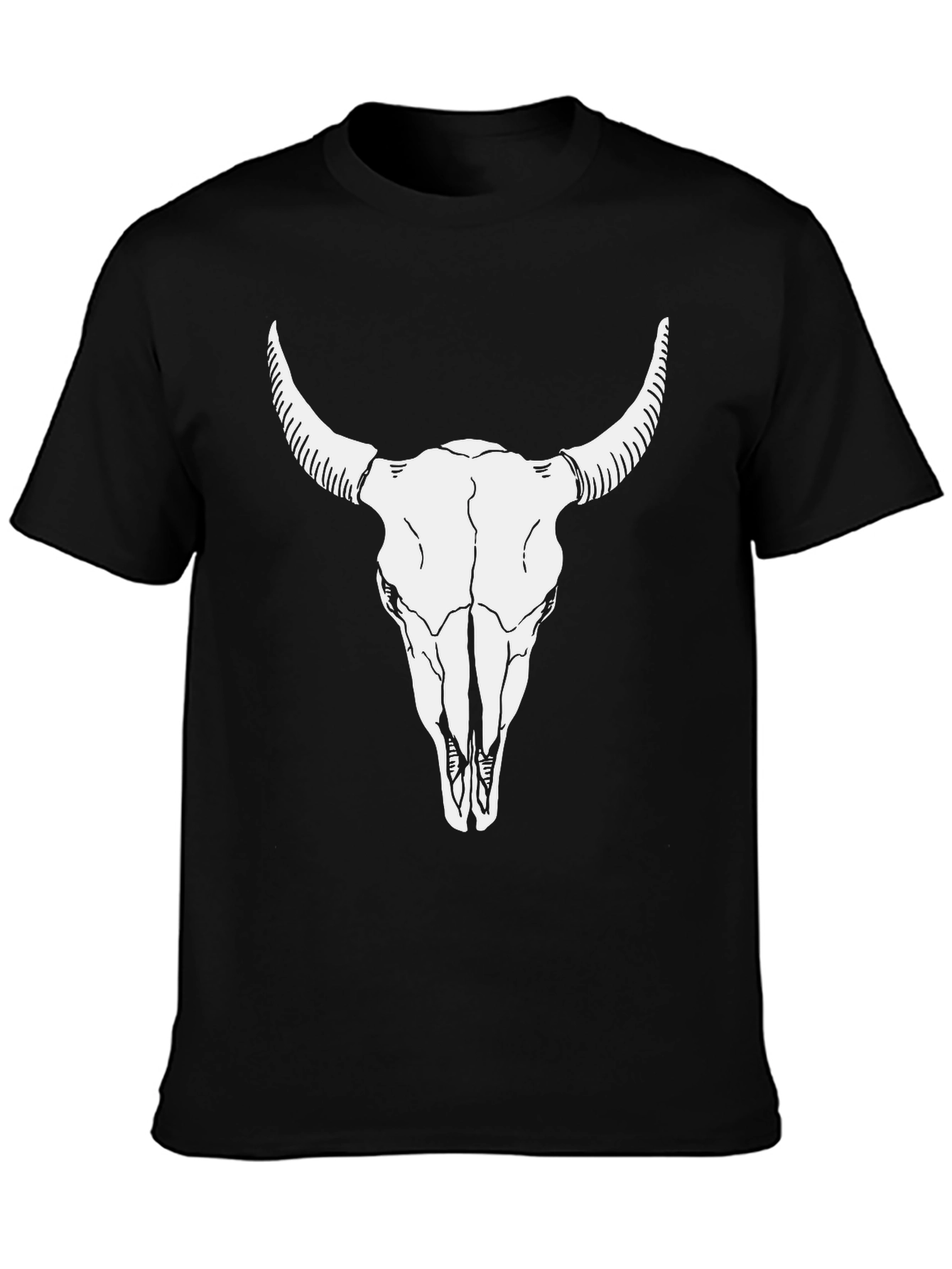 Bull Skull Graphic Tee - Black Cotton T-Shirt