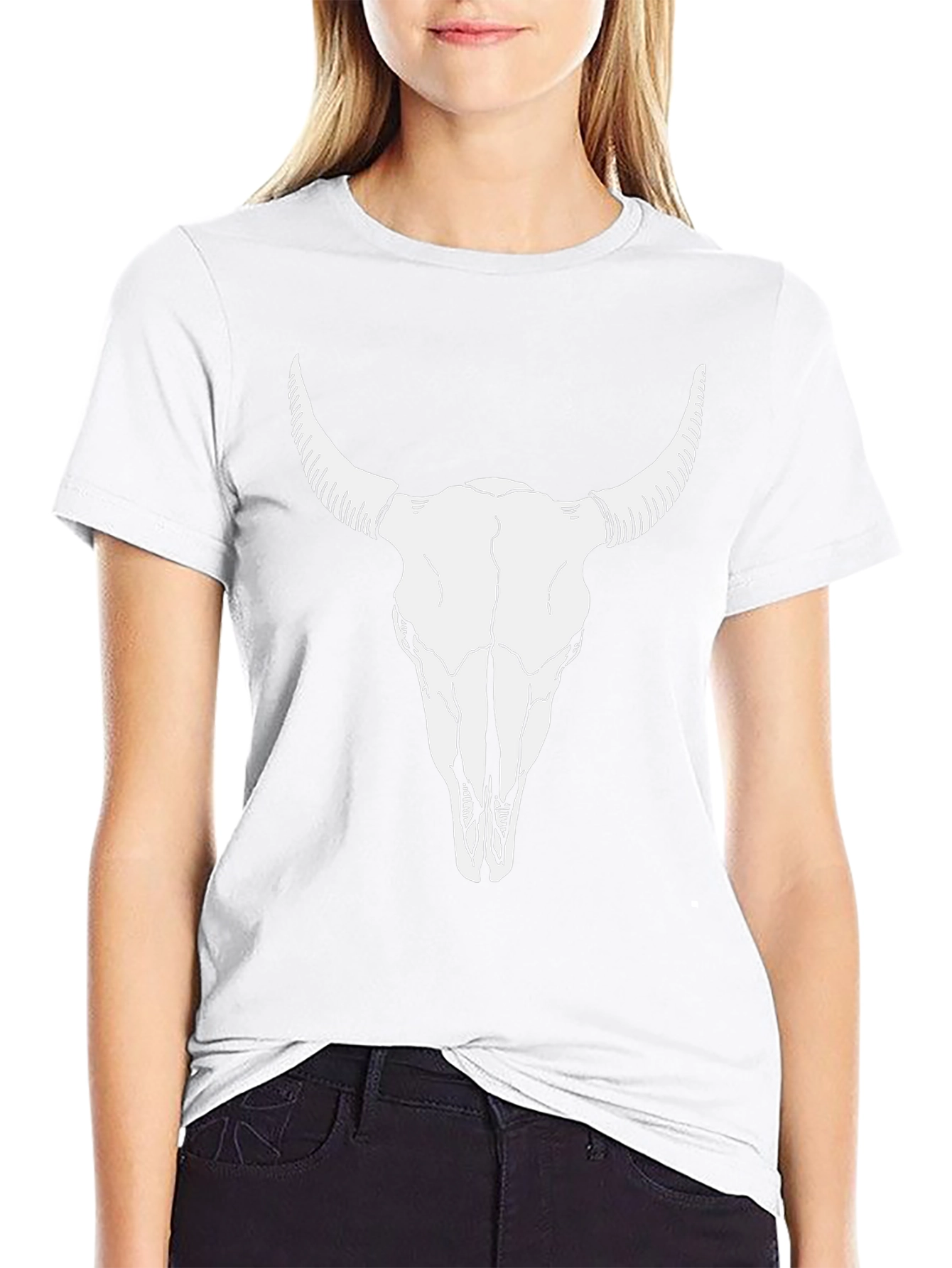 Bull Skull Graphic Tee - Black Cotton T-Shirt