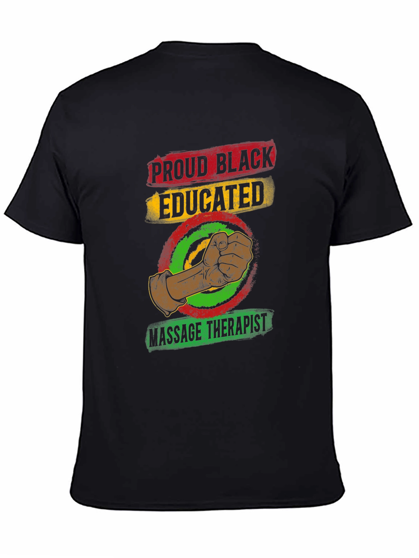 Proud Black Educated Massage Therapist Graphic T-Shirt