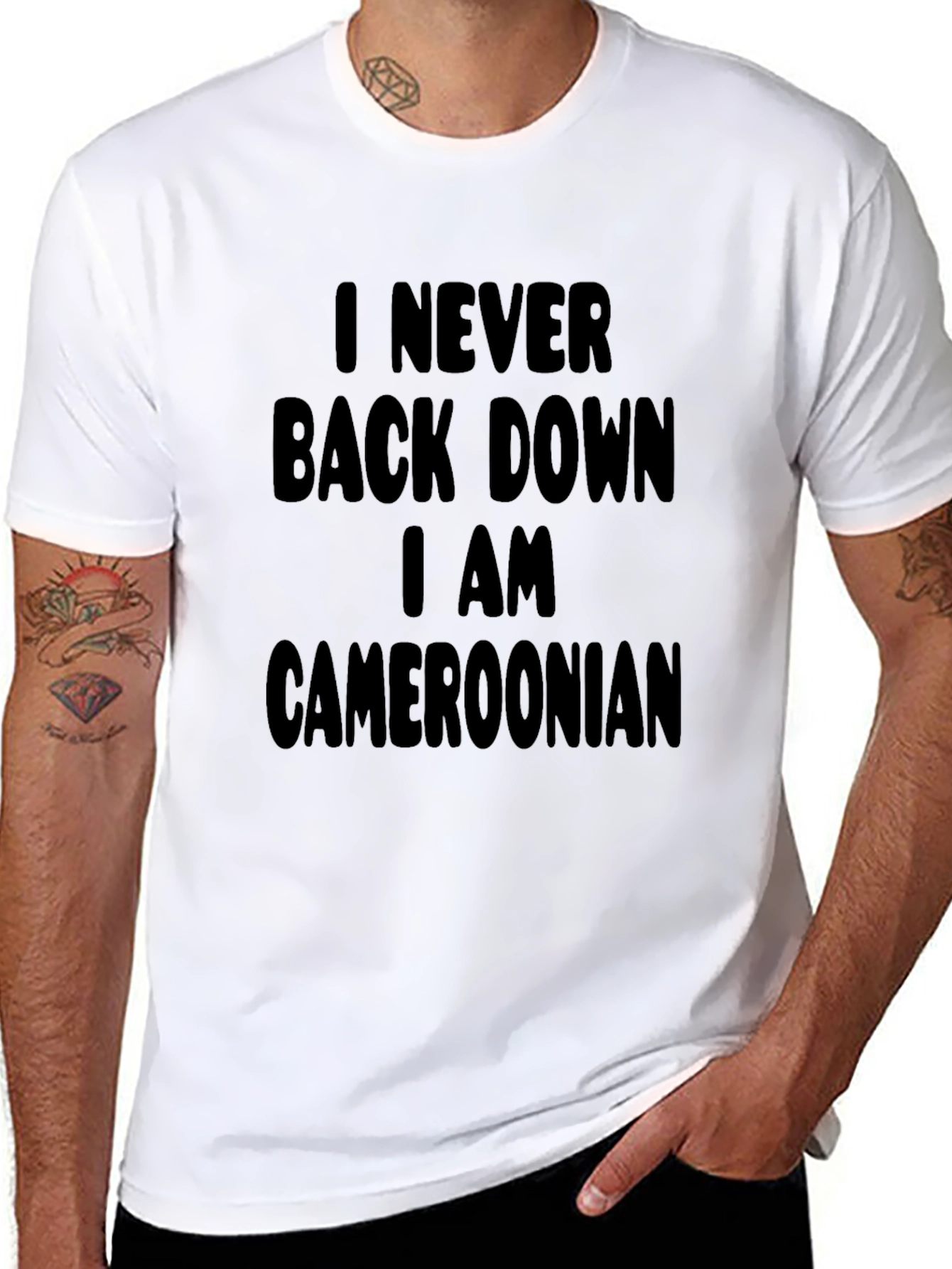 Never Back Down Cameroonian Black T-Shirt