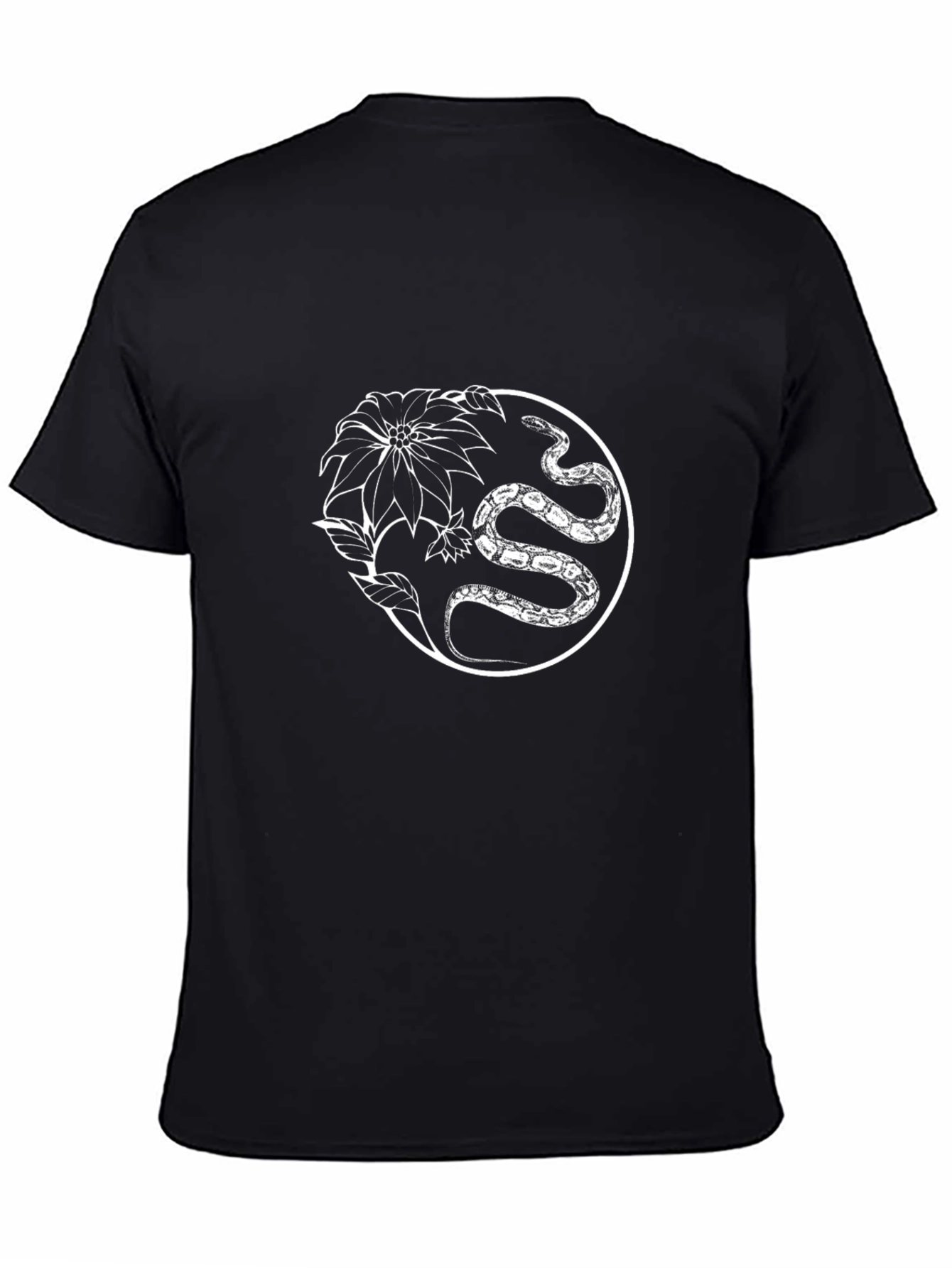 Snake & Floral Graphic Tee - Black