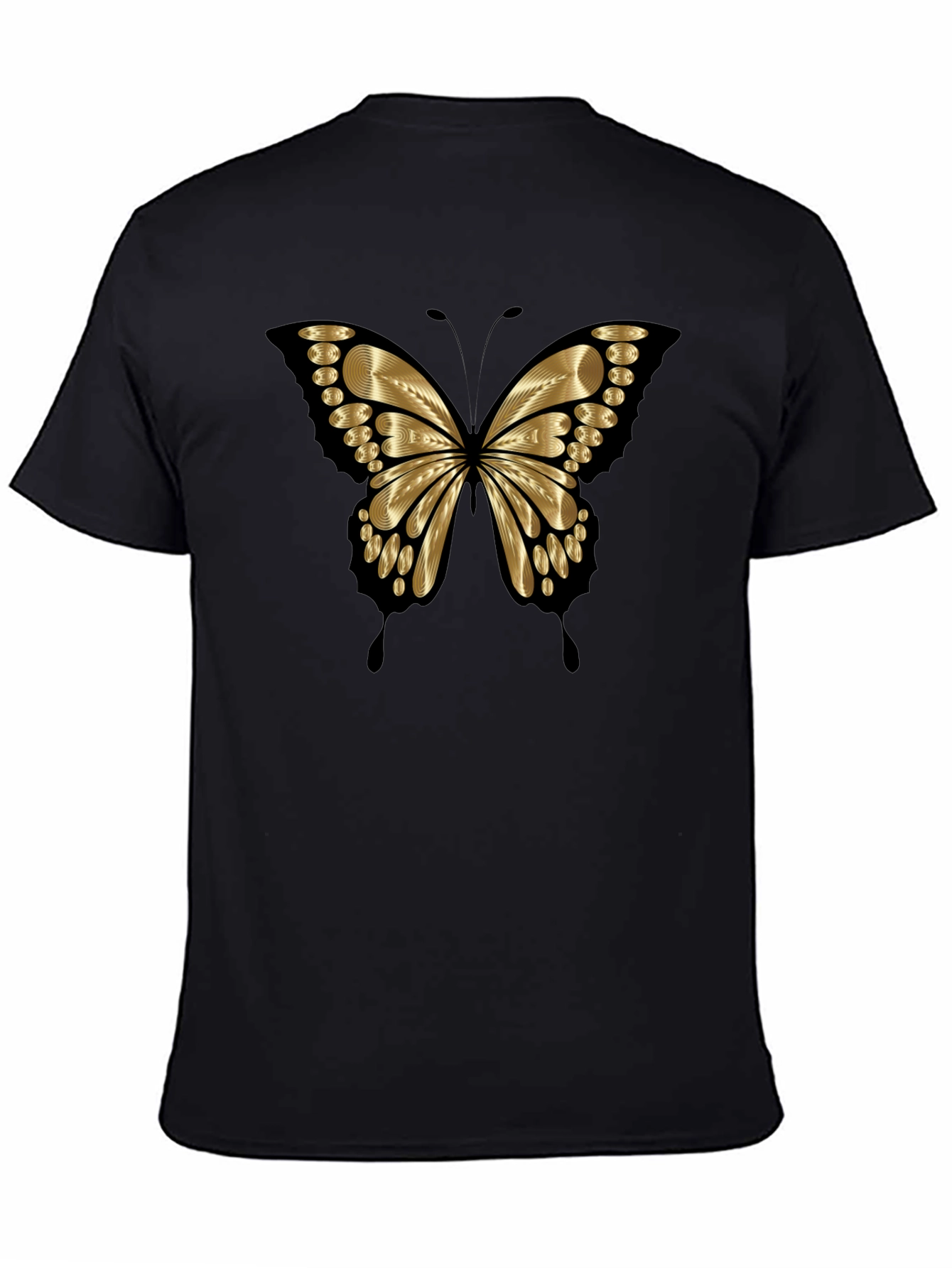 Gold Butterfly Graphic Print Mens T-Shirt
