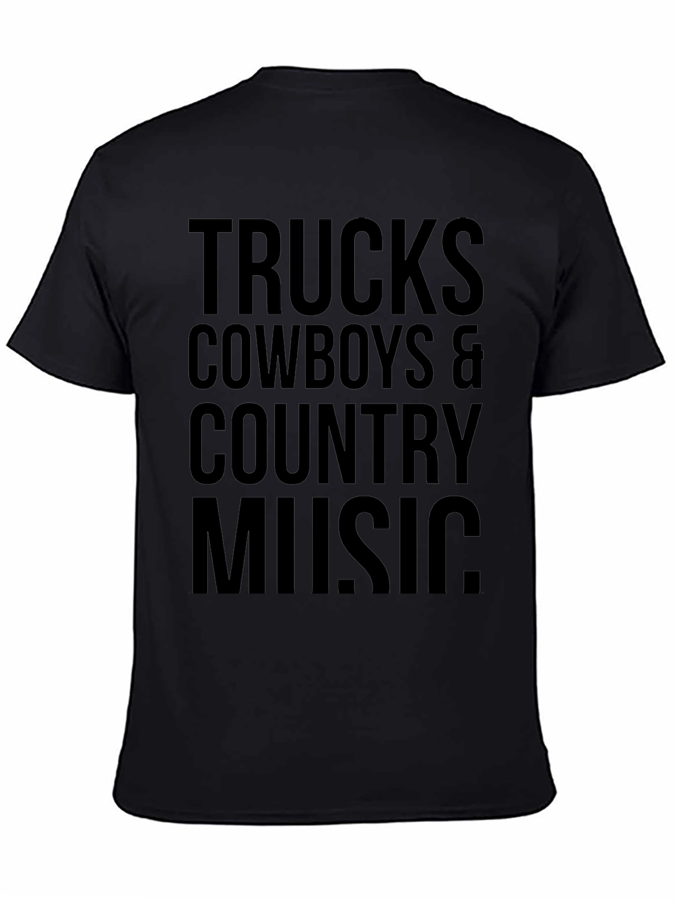 Trucks Cowboys & Country Music Mens Black T-Shirt