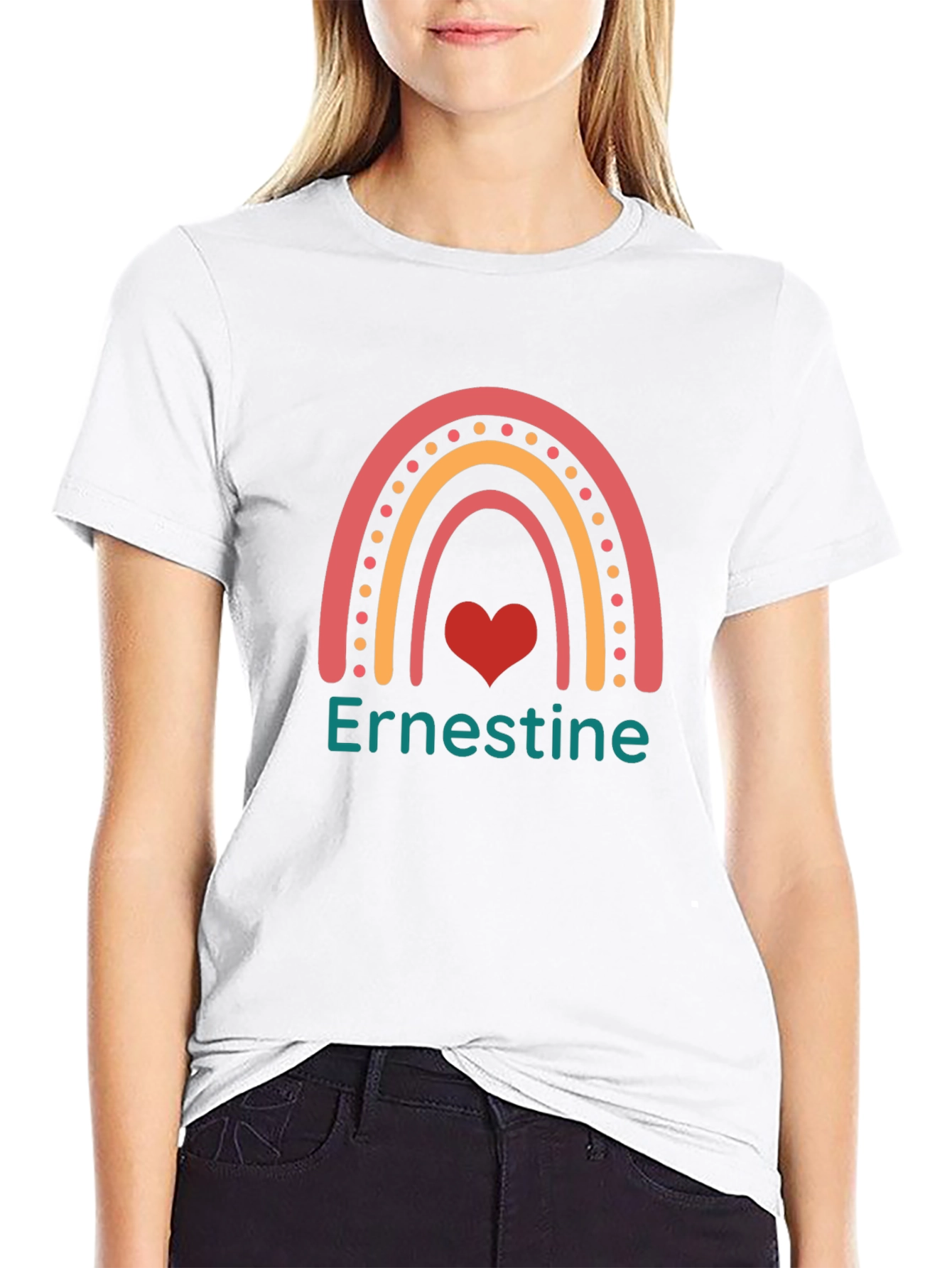 Ernestine Rainbow Heart Black Tee