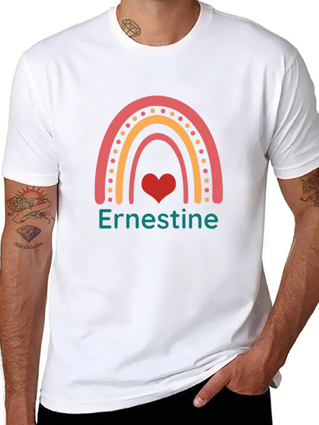Ernestine Rainbow Heart Black Tee