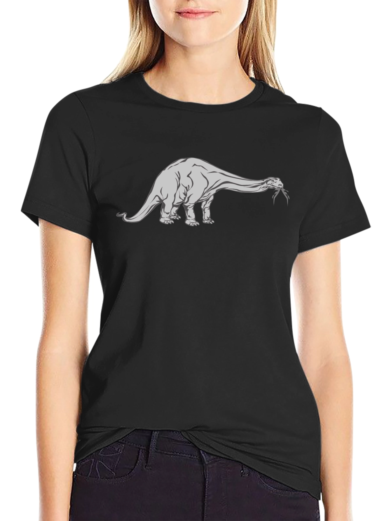 Dinosaur Graphic Tee - Black Cotton T-Shirt