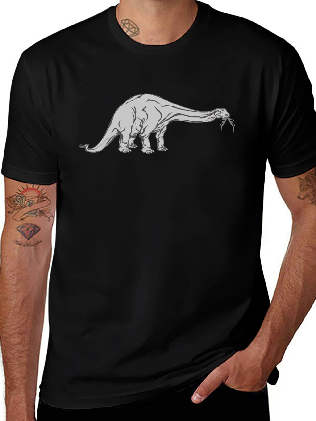 Dinosaur Graphic Tee - Black Cotton T-Shirt