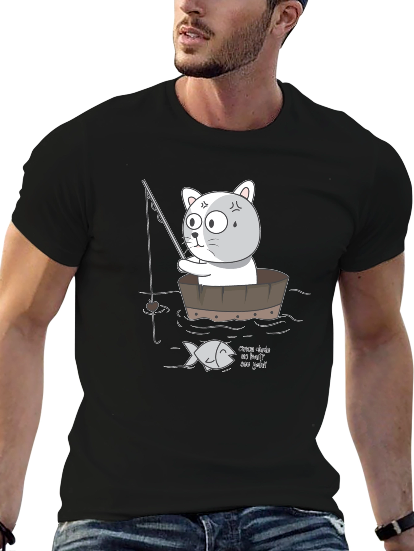 Funny Cat Fishing T-Shirt