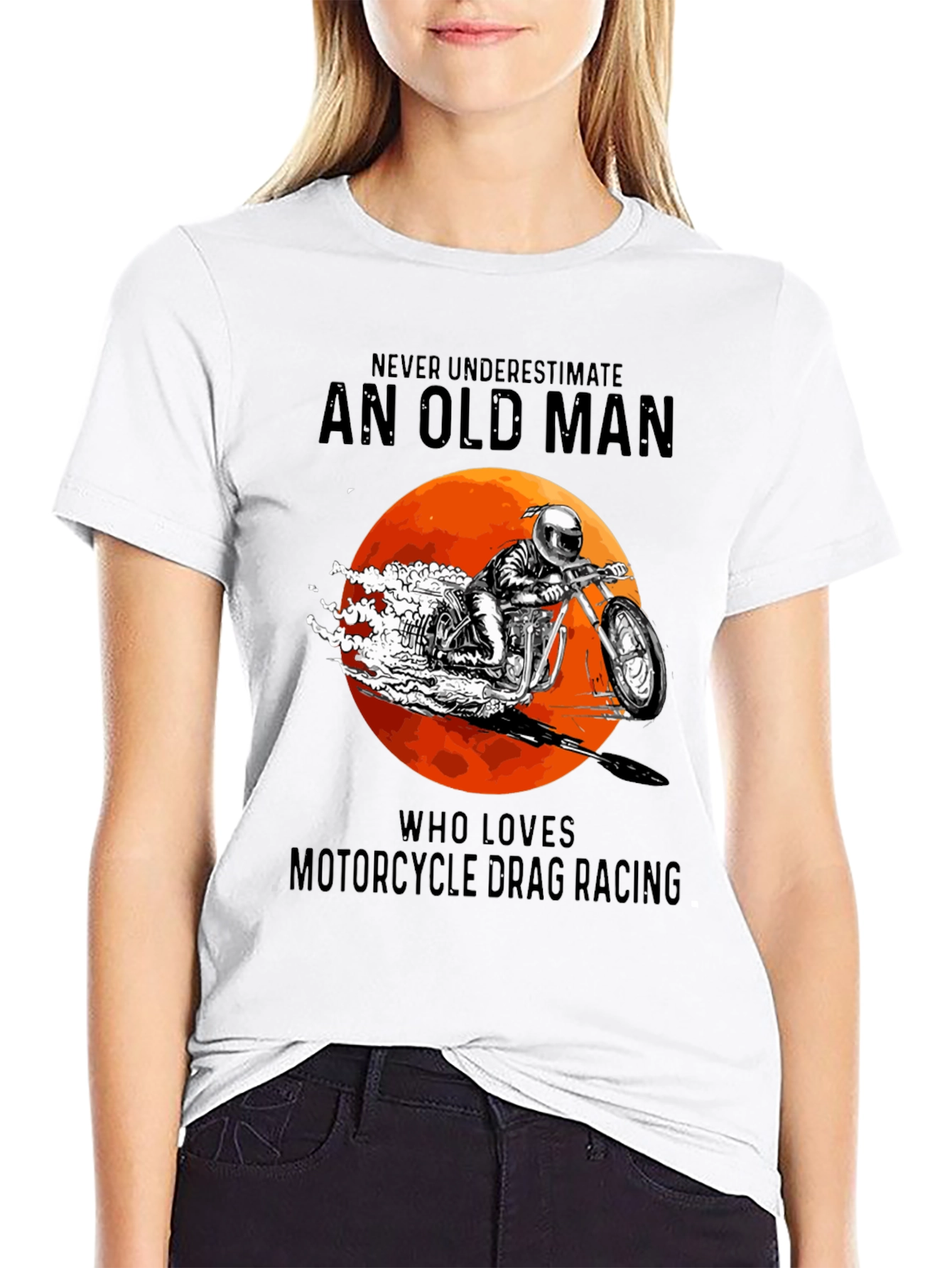 Old Man Motorcycle Drag Racing Graphic Tee
