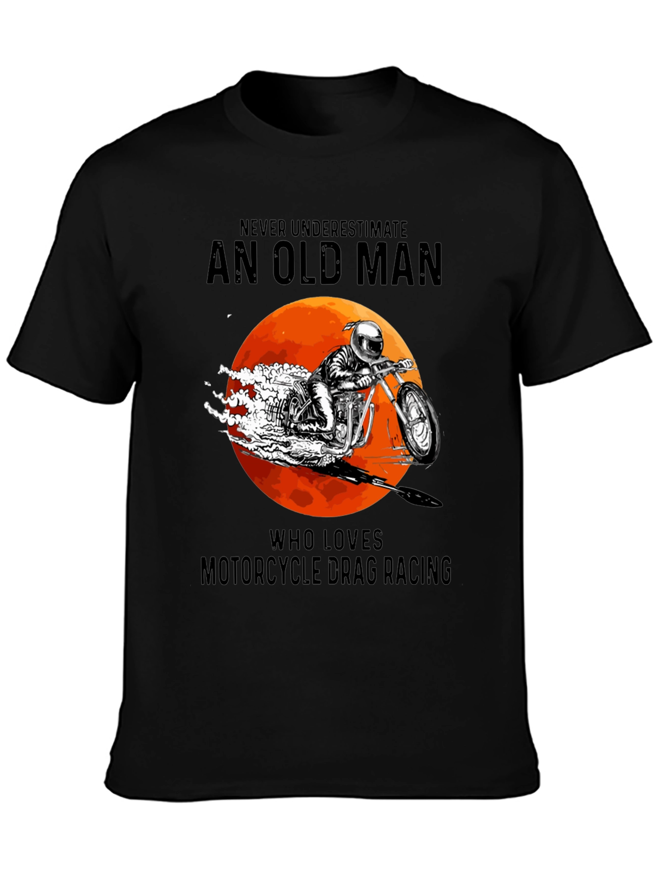 Old Man Motorcycle Drag Racing Graphic Tee