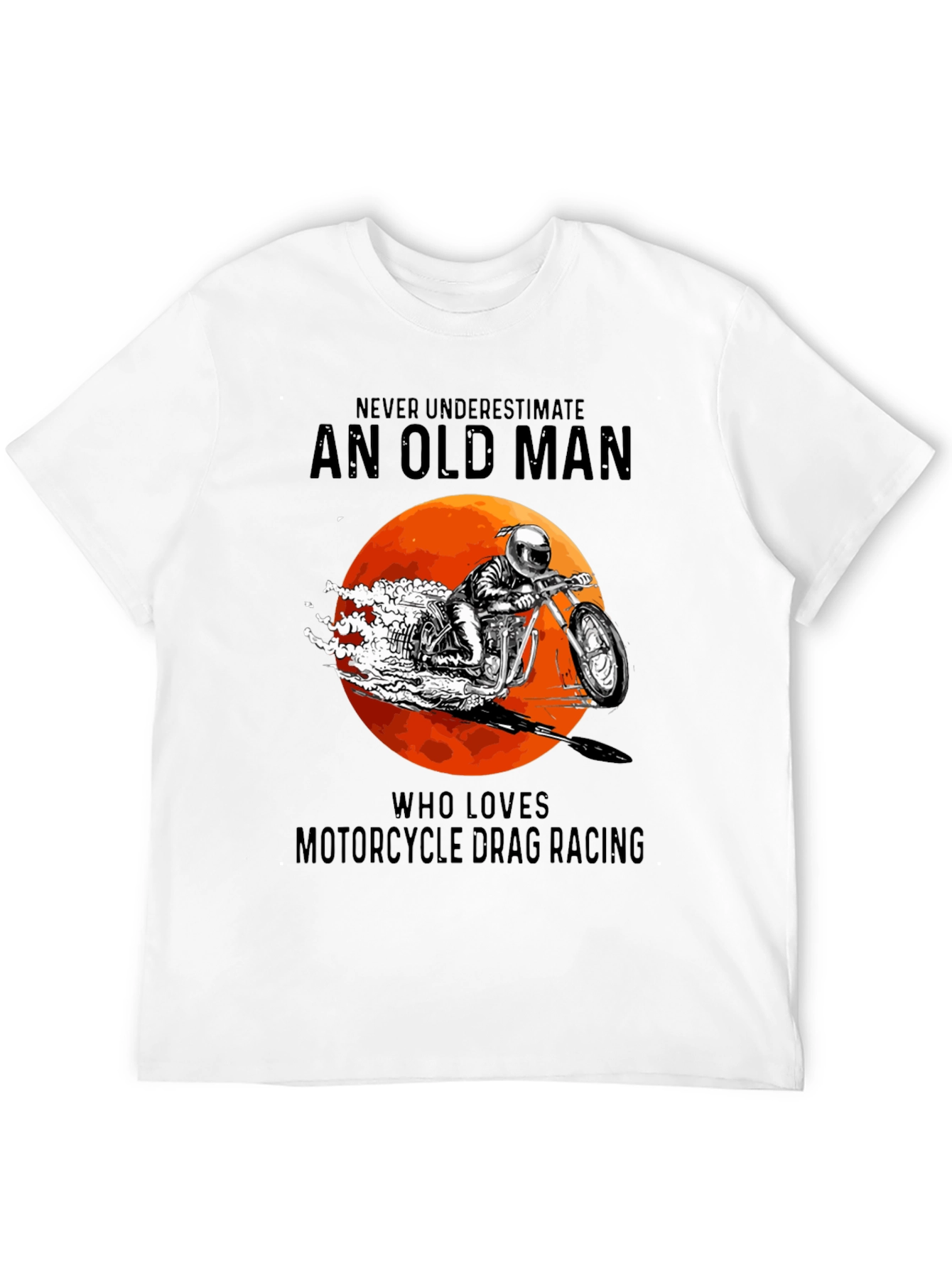 Old Man Motorcycle Drag Racing Graphic Tee