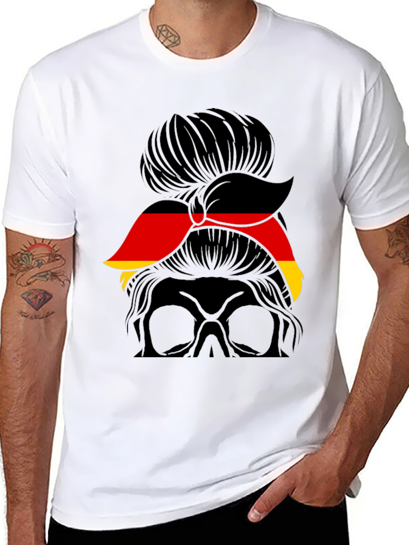 German Flag Messy Bun T-Shirt