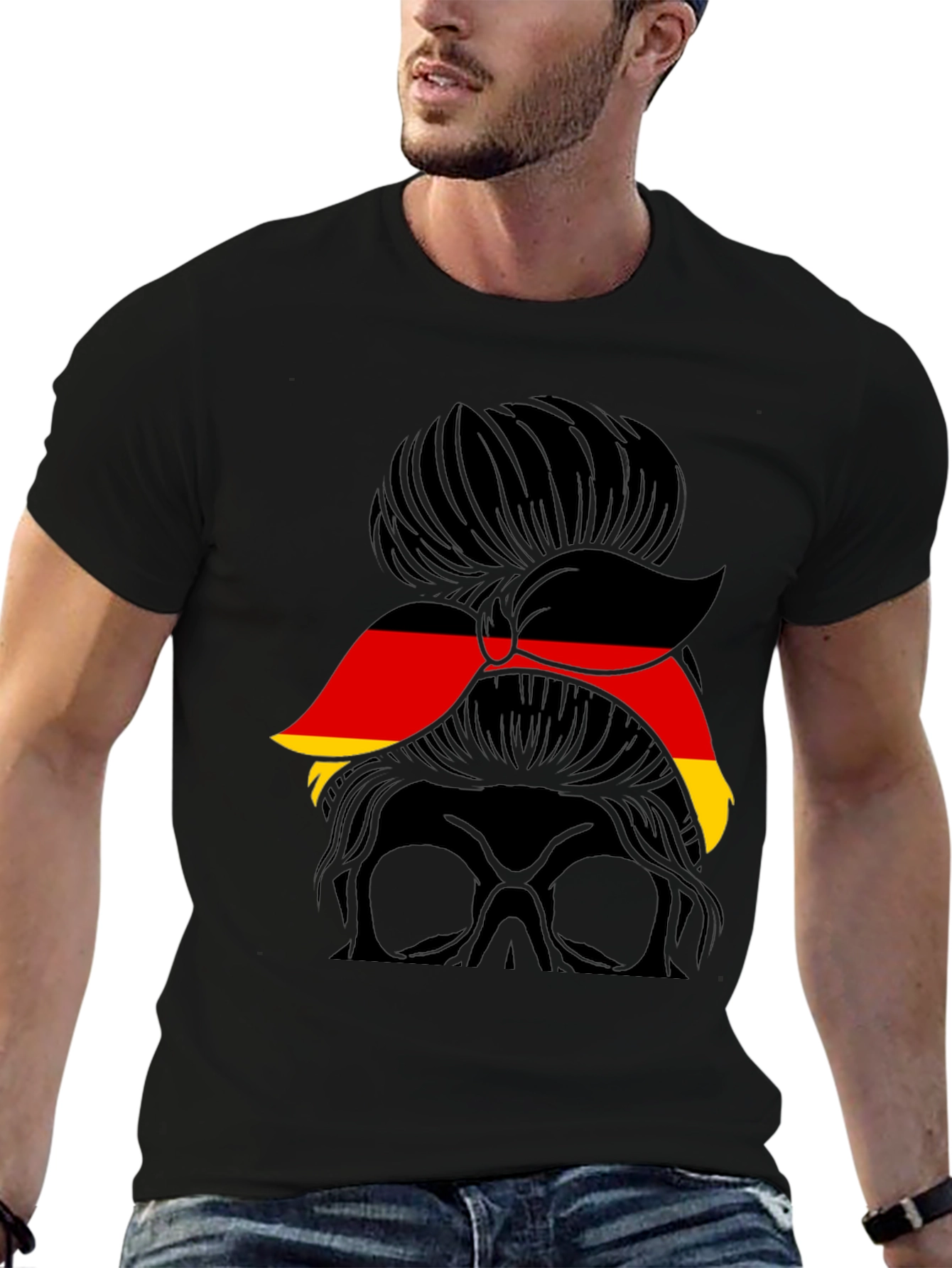 German Flag Messy Bun T-Shirt