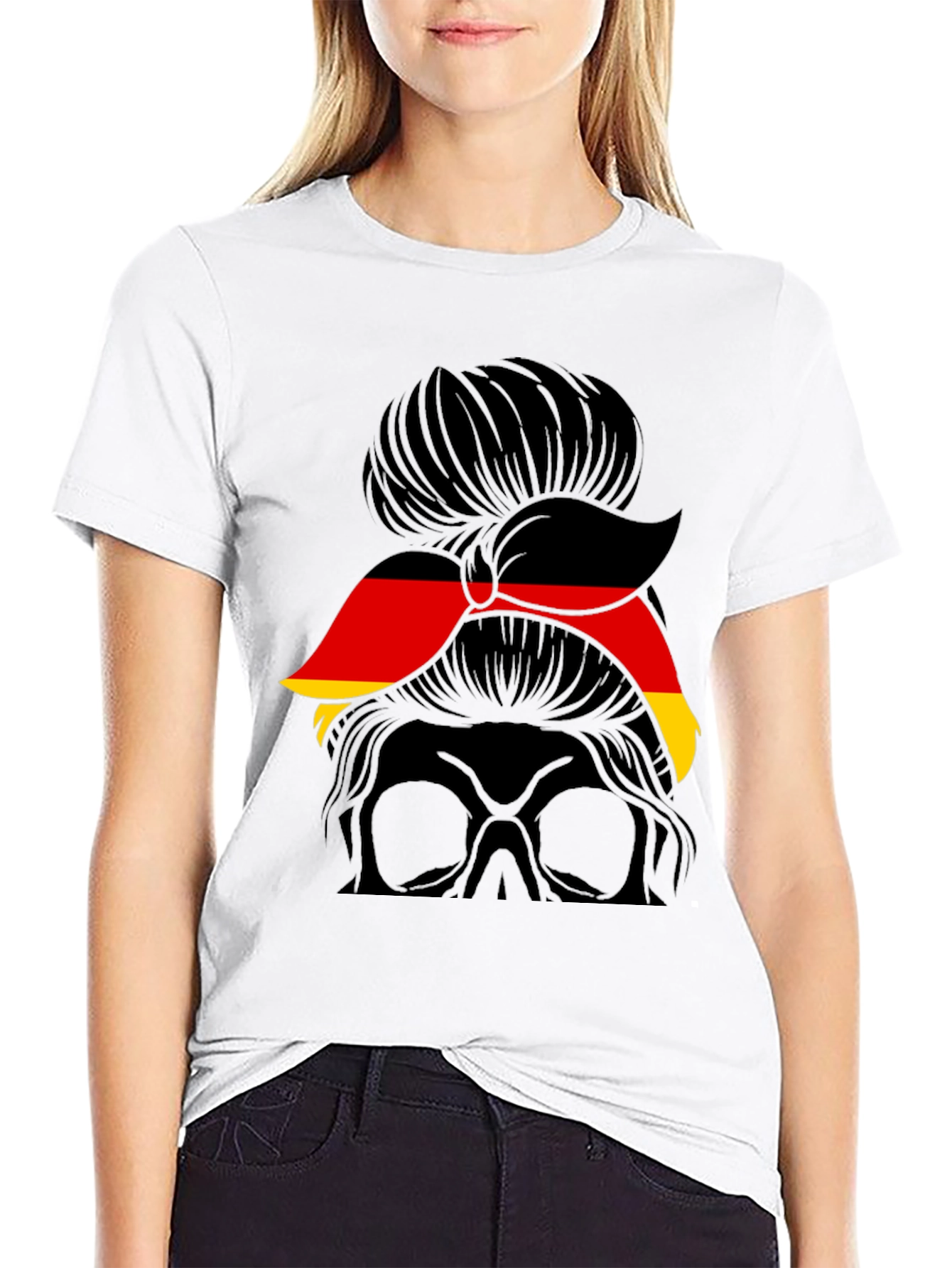 German Flag Messy Bun T-Shirt