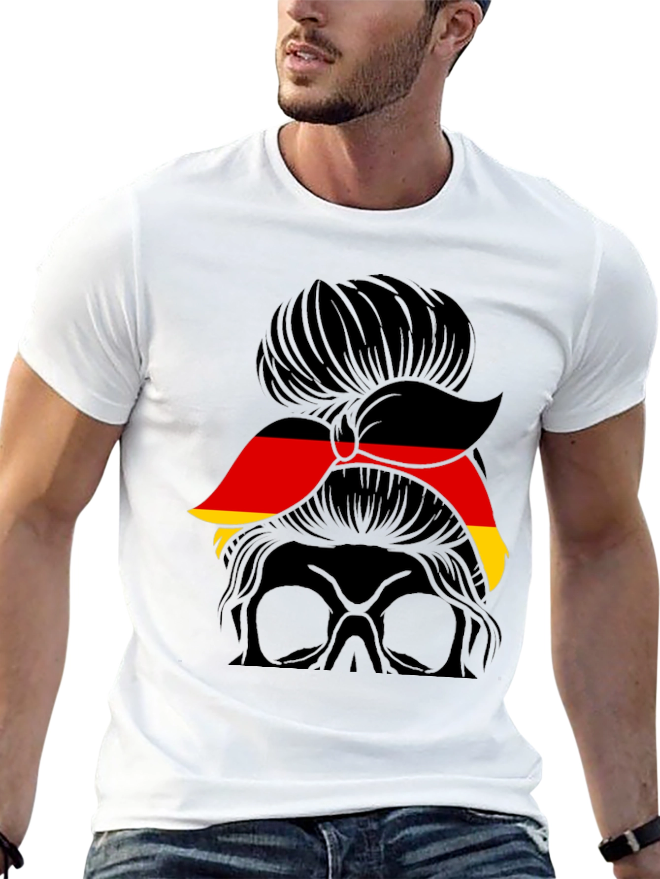 German Flag Messy Bun T-Shirt