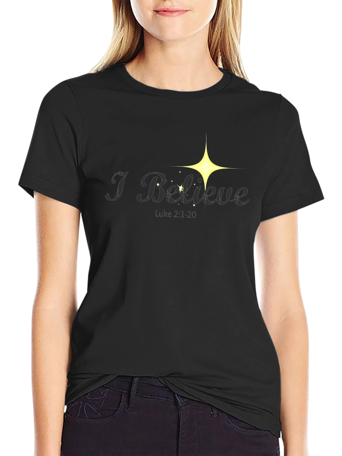 I Believe Star Graphic Black T-Shirt
