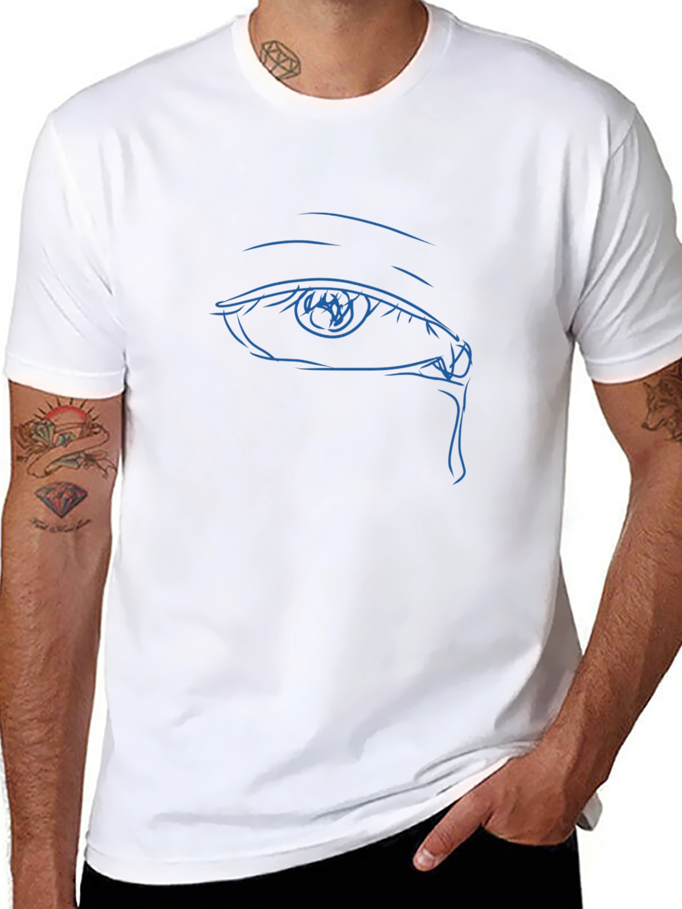 Mens Black T-Shirt with Blue Eye Graphic