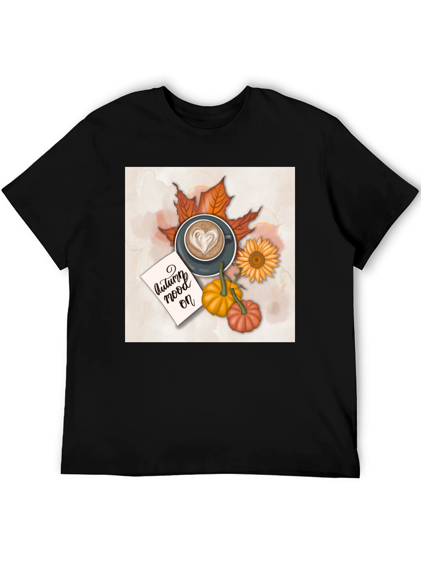 Autumn Vibes T-Shirt Coffee & Pumpkin Design