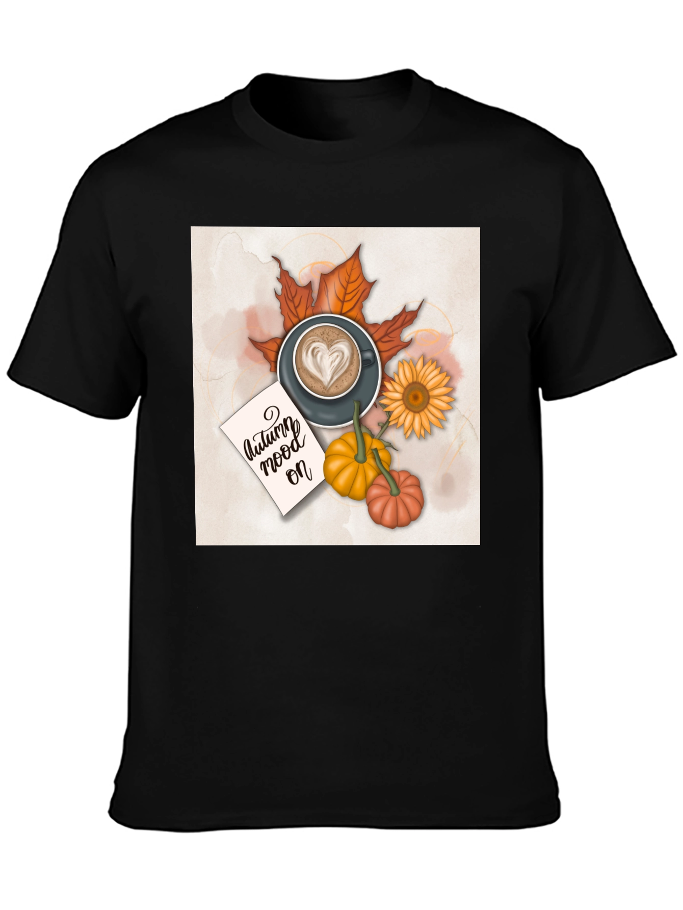 Autumn Vibes T-Shirt Coffee & Pumpkin Design